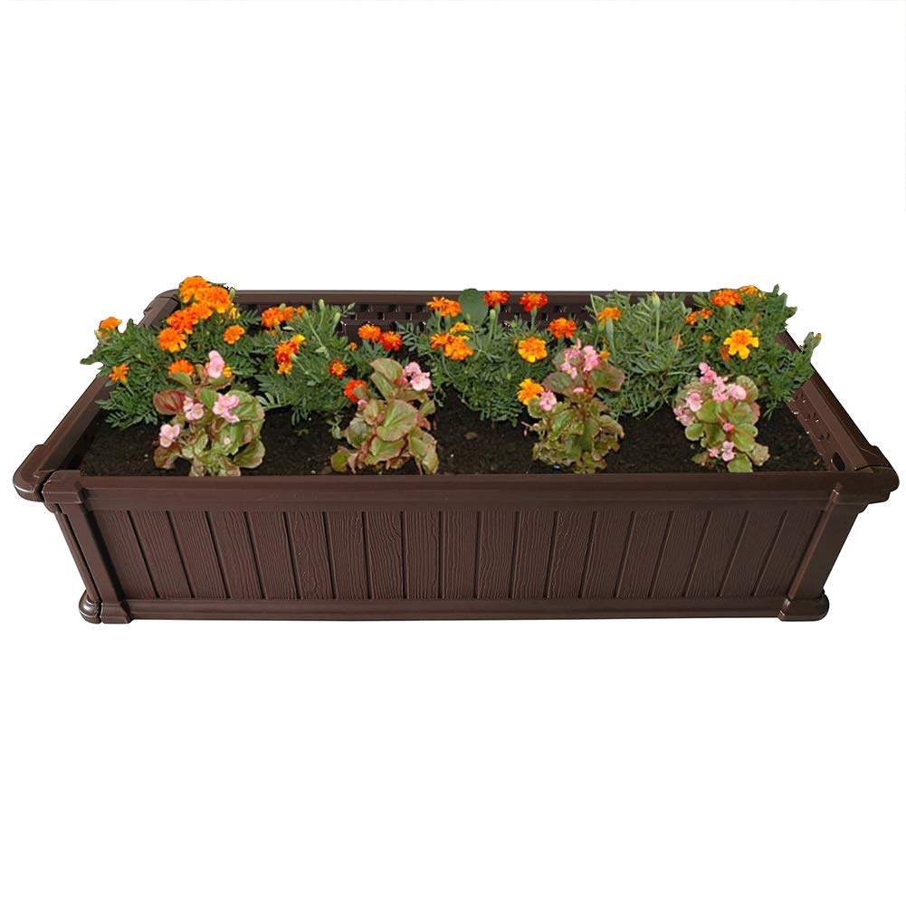 Modern Home Raised Garden Bed Kit - Stackable Modular Flower/Planter Kit (4'x2' Brown, Set of 2)