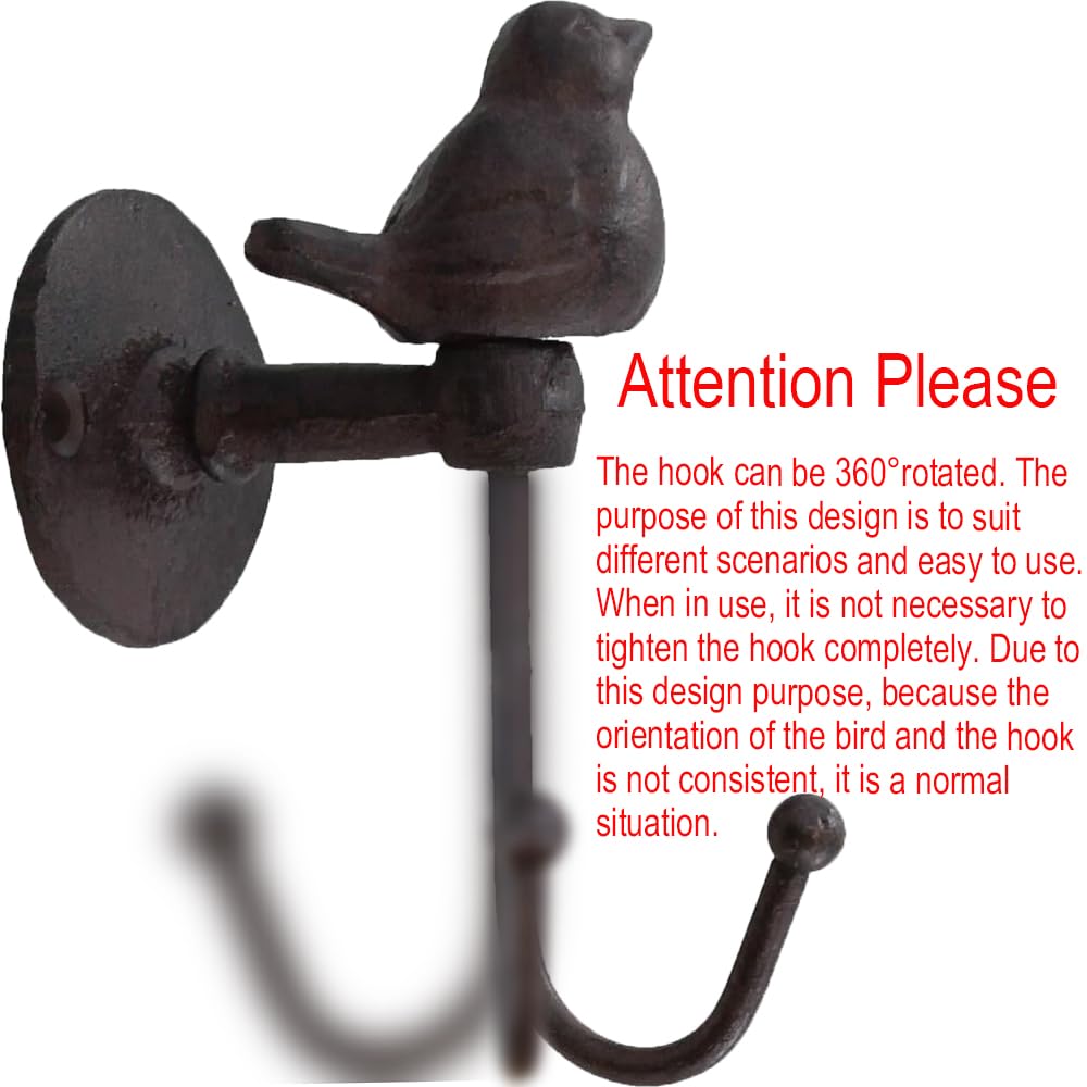 Neletao Cast Iron Hooks 520013 Songbird Wall Hook, Brownish Black (1)