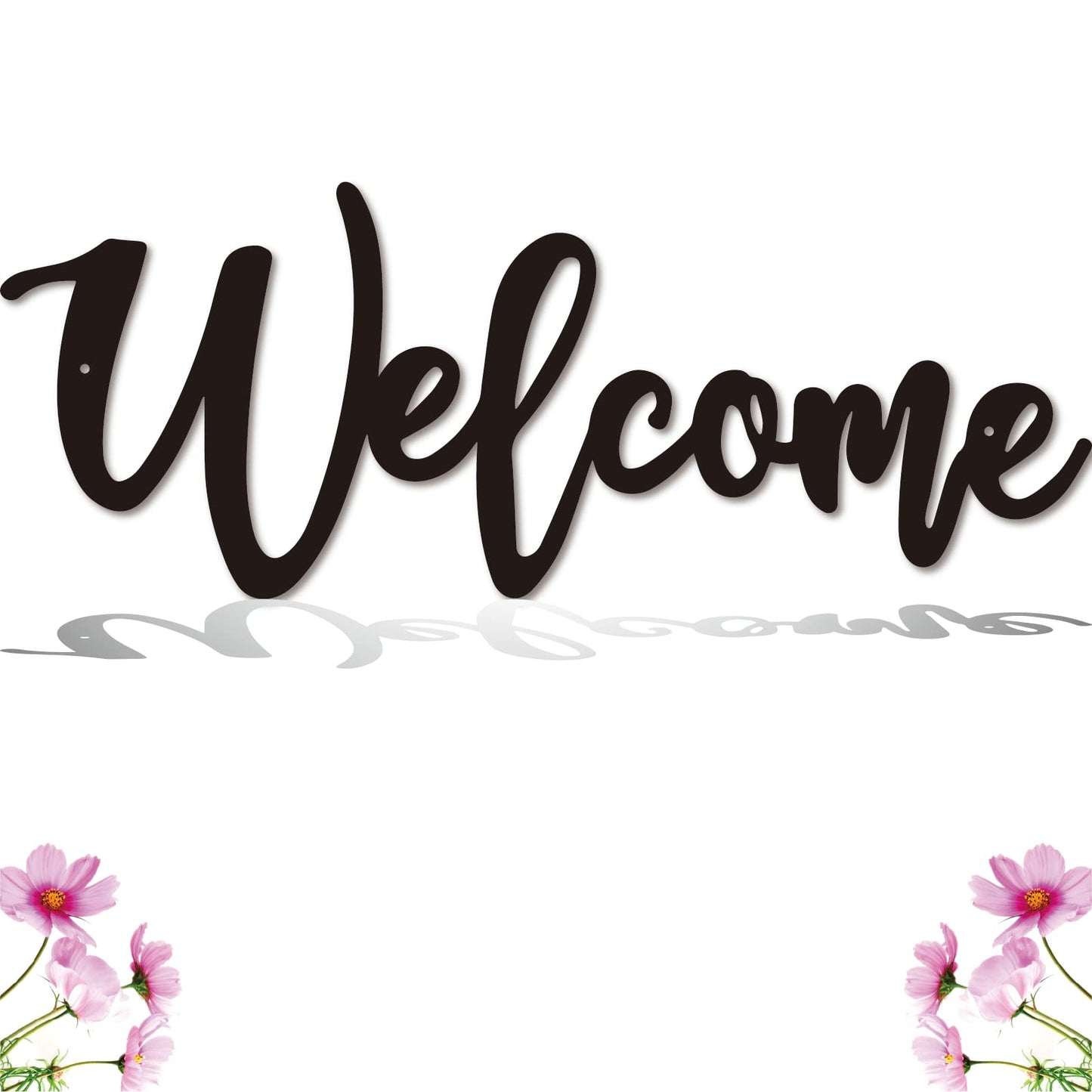 Sanshaoye Welcome Metal Sign, Wall Decor, Home Office Indoor/Outdoor, Gift, Black, 12x9.5 Inches