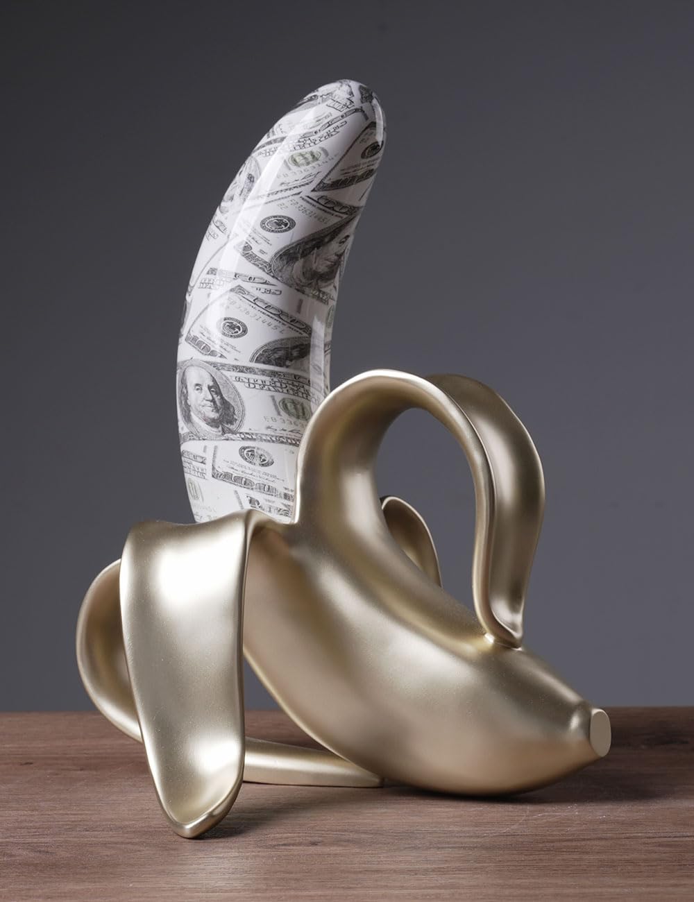 NENBOLEC Banana Statue Abstract Sculpture Decor Modern Gift Table Centerpiece Figurine for Home Room Office Polyresin 13.4 Inch