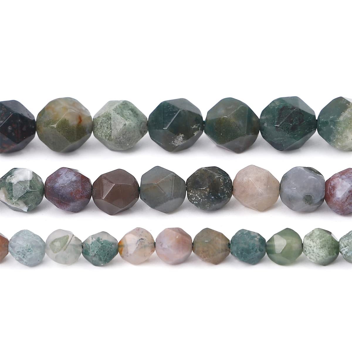 BEADIA Faceted Natural Indian Agate Stone Round Beads 8mm 36cm/Strand for Jewelry Making