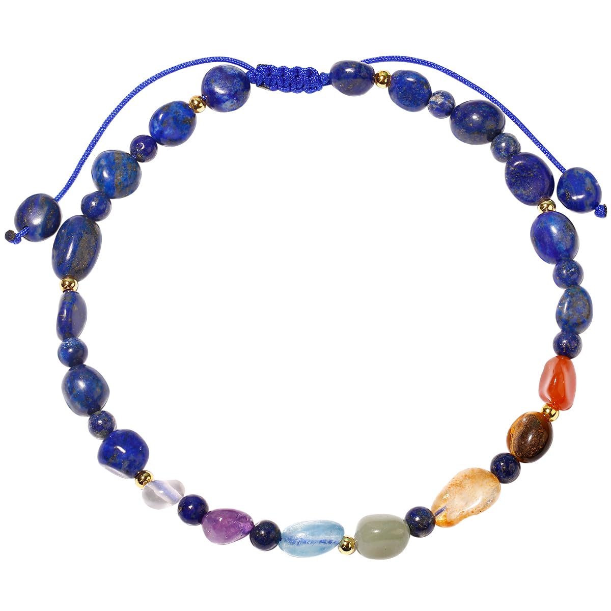 Jewever 7 Chakra Crystals and Stones Anklet Irregular Tumbled Gems Beaded Ankle Bracelets for Women Spiritual Energy Meditation Yoga Healing Jewelry Mom's Gifts (Lapis Lazuli)
