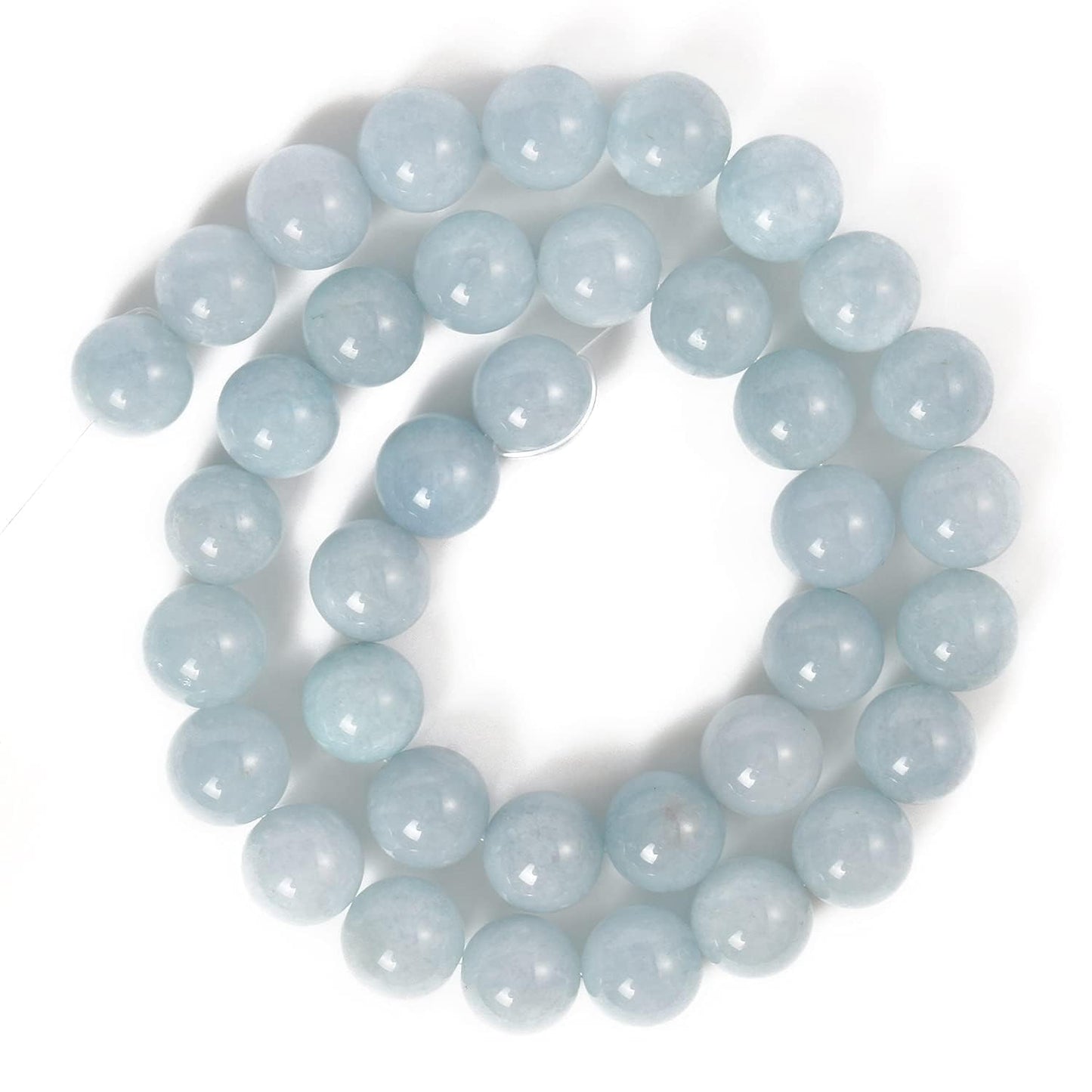 About 60pcs 6mm Natural Stone Beads Aquamarine Beads Crystal Gemstone for Jewelry Making, DIY Bracelet Necklace