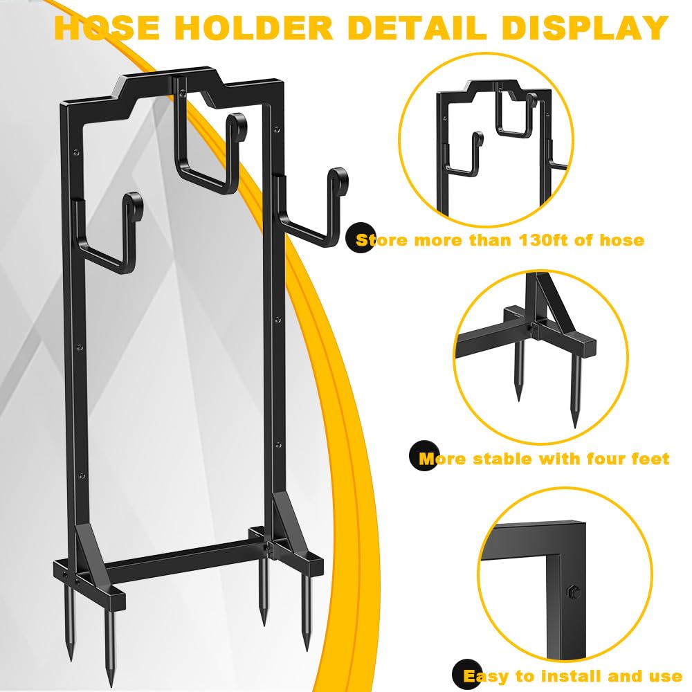 Skycarper Garden Hose Reel Holder Water Hose Hanger Organizer Stand,Black