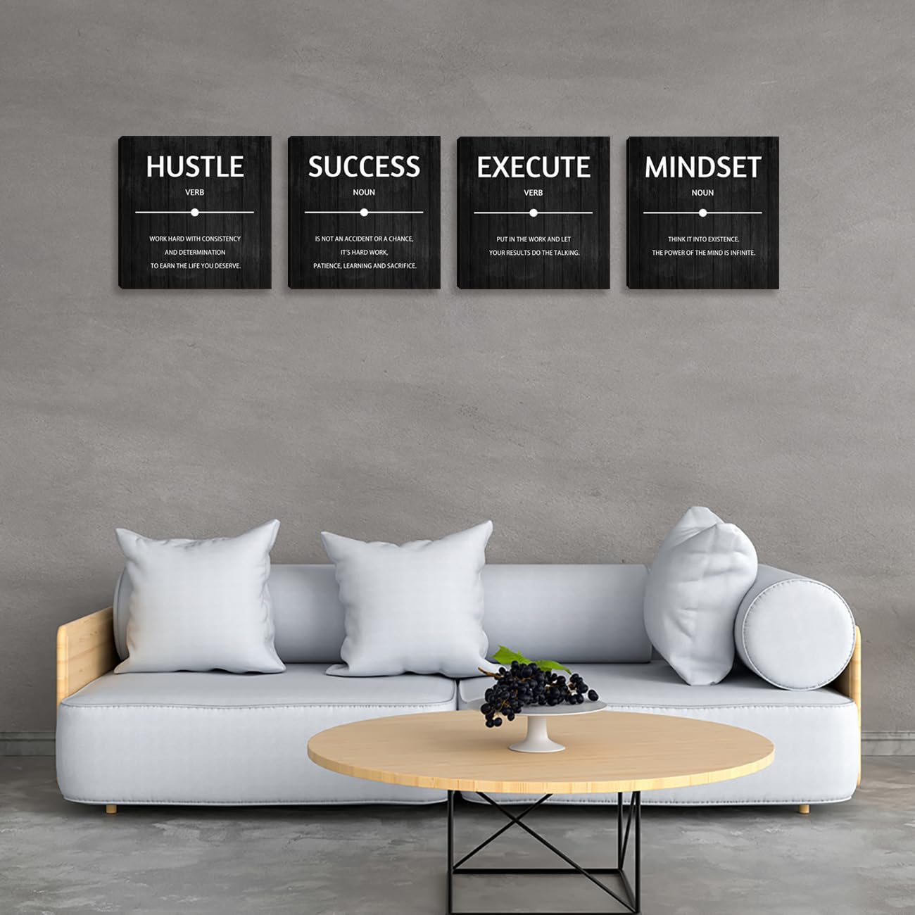 Halioyo Motivational Wall Decor Inspirational Office Quotes for Living Room Bedroom Canvas Posters Painting 4 Pieces Modern Wall Art Home Office Decor 12”X12”X4