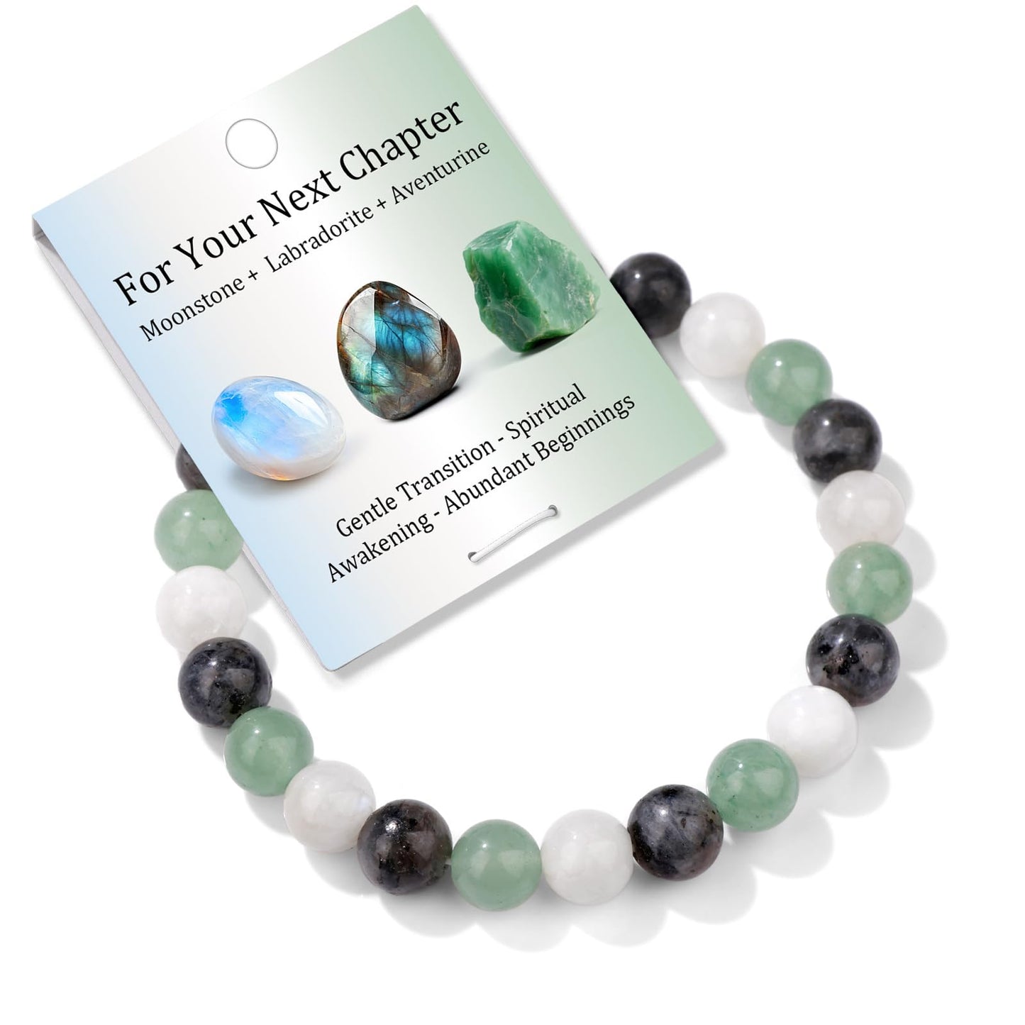 Bolinailo Healing Crystal For Your Next Chapter Bracelet 8mm Crystal Beaded Bracelet for Women Men Natural Stones of Moonstone, Labradorite and Aventurine Handmade Gemstone Reiki Spiritual Jewelry Gifts
