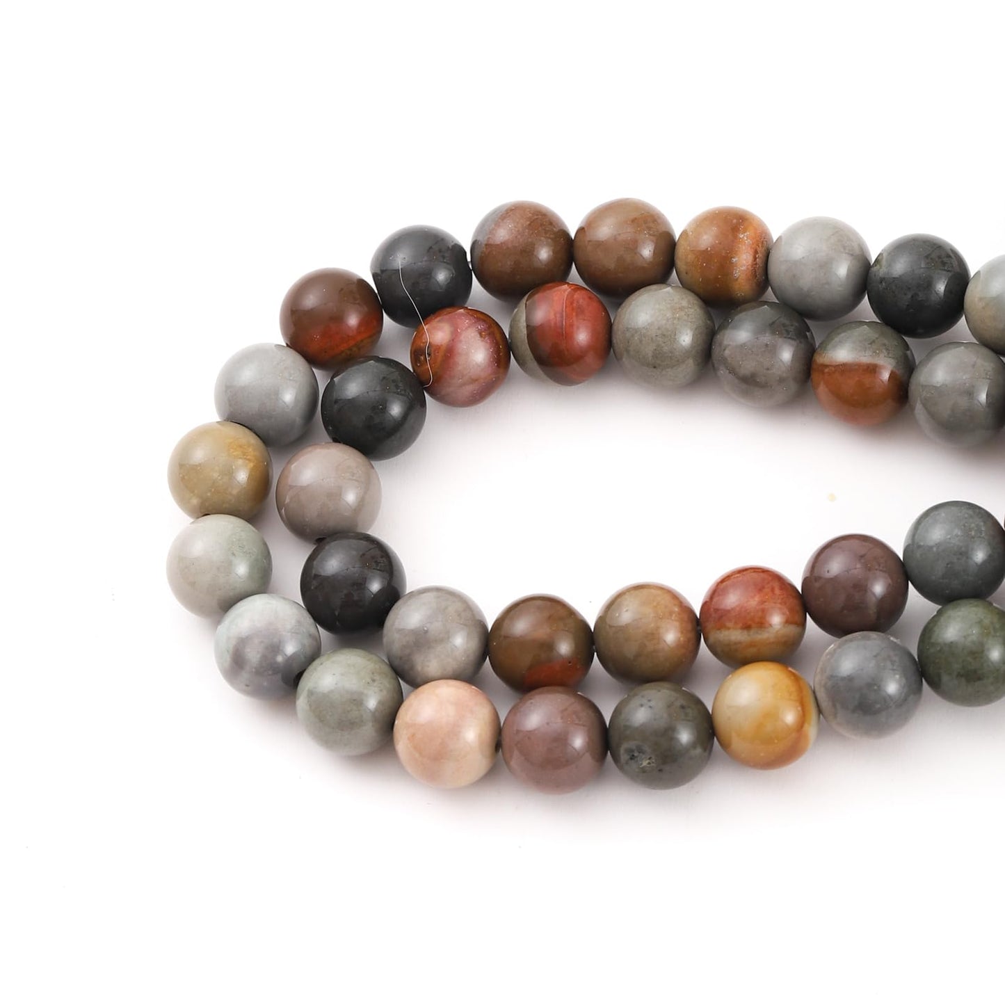 8mm 45pcs DIY Natural USA Picture Stone Beads Round Healing Crystal Gemstone Loose Beads for Jewelry Making Handmade Bracelet Necklace