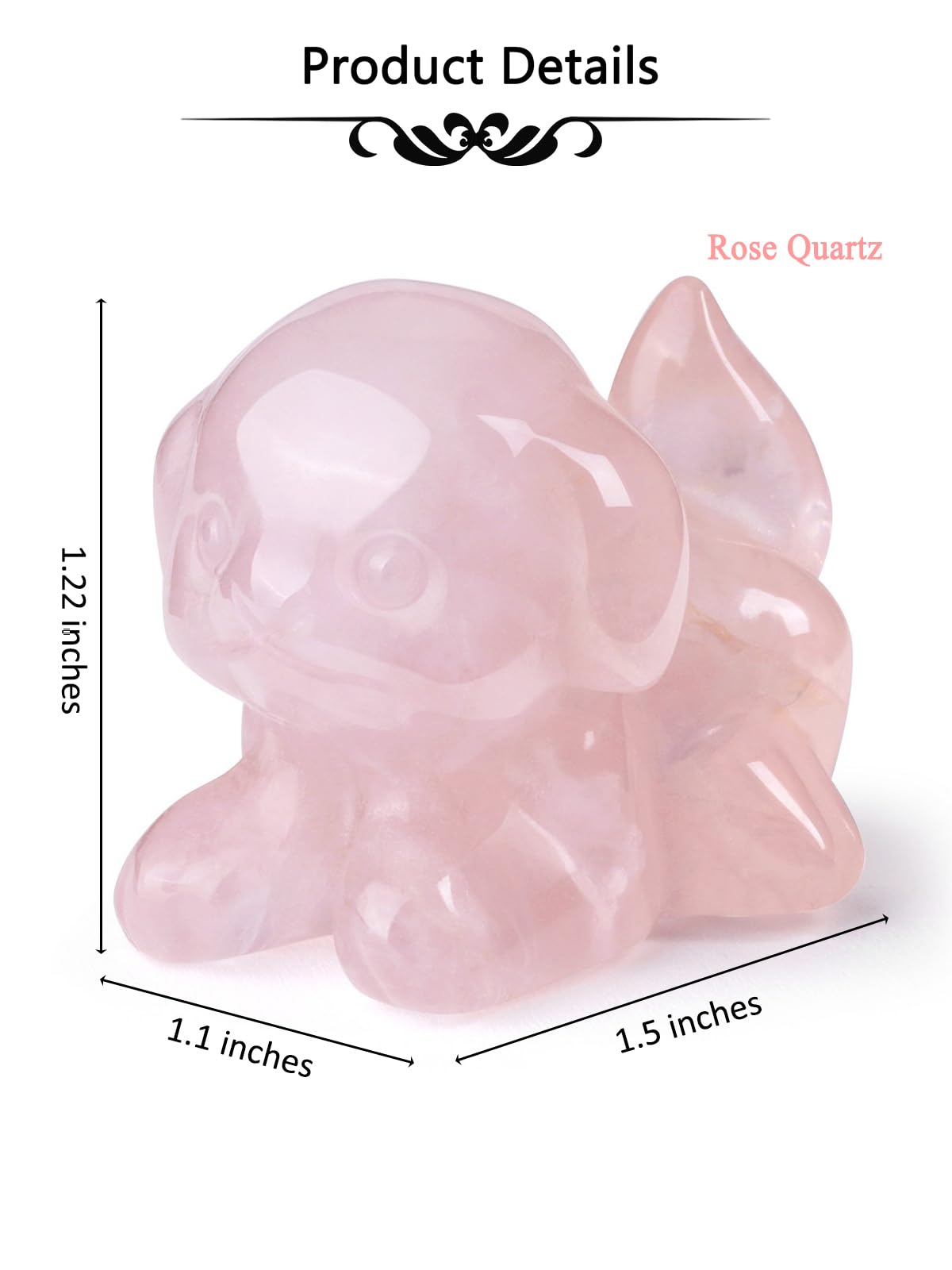 CrystalTears Rose Quartz Crystal Dog Figurine, 1.5” Healing Gemstone Dogs Puppy Statue Ornament for Home Office Decor, Cute Lucky Pink Crystals Dogs Gifts for Gifts for Women Dog Lovers Men Christmas