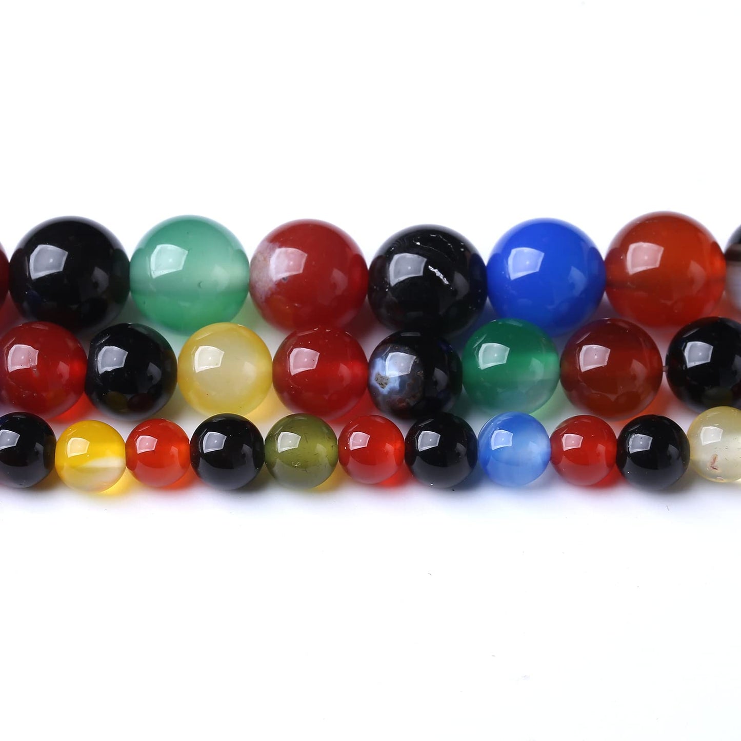 45PCS 8MM Natural Colorful Agate Stone Beads Energy Healing Beads for DIY Jewelry Bracelet Necklace Making for Jewelry Making15Inch