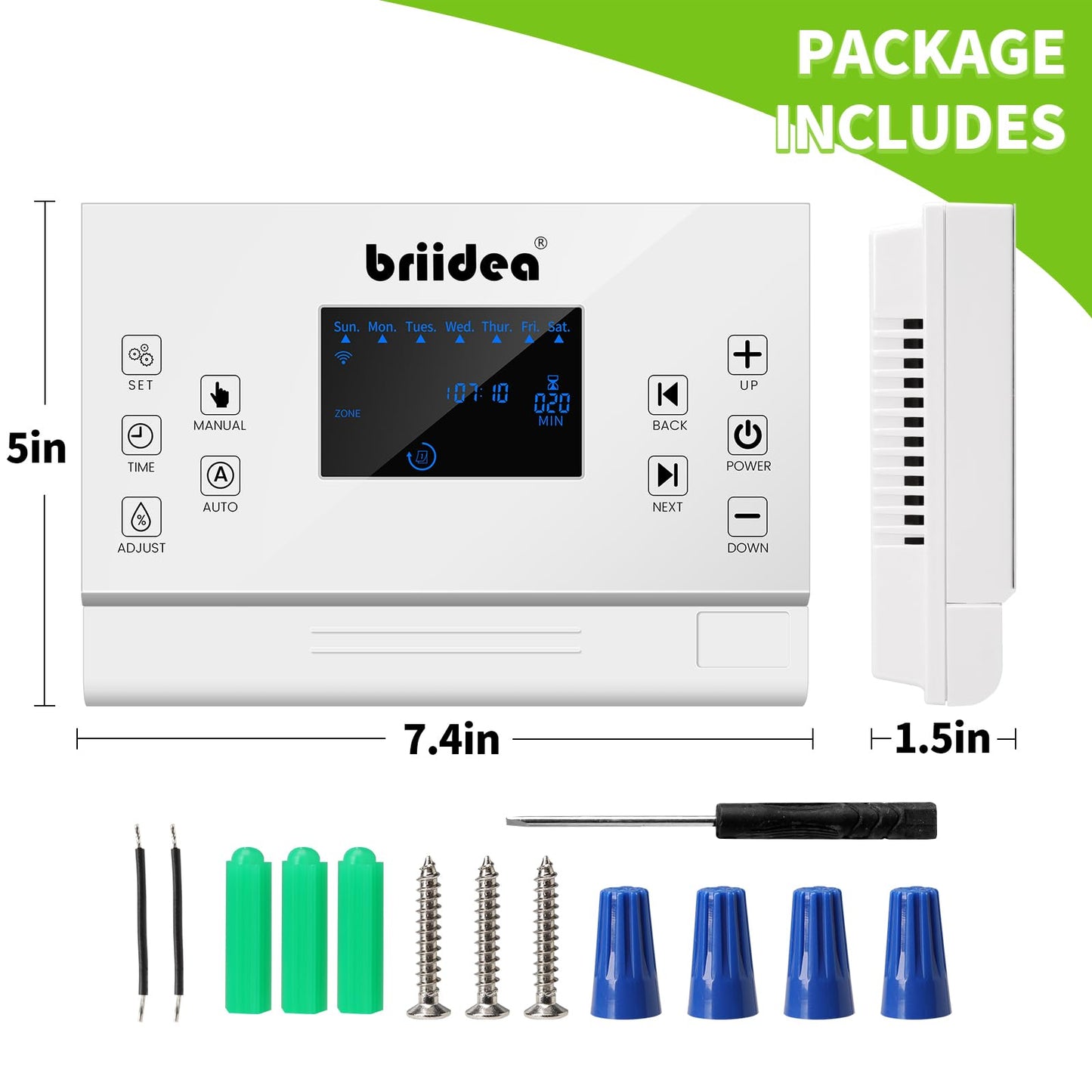 8 Zones WiFi Smart Sprinkler Controller, Briidea Automatic Irrigation Controllers with Customized Watering Schedule & Seasonal Adjustment, Water Efficiently and Keep Your Plants Healthy, MK-117
