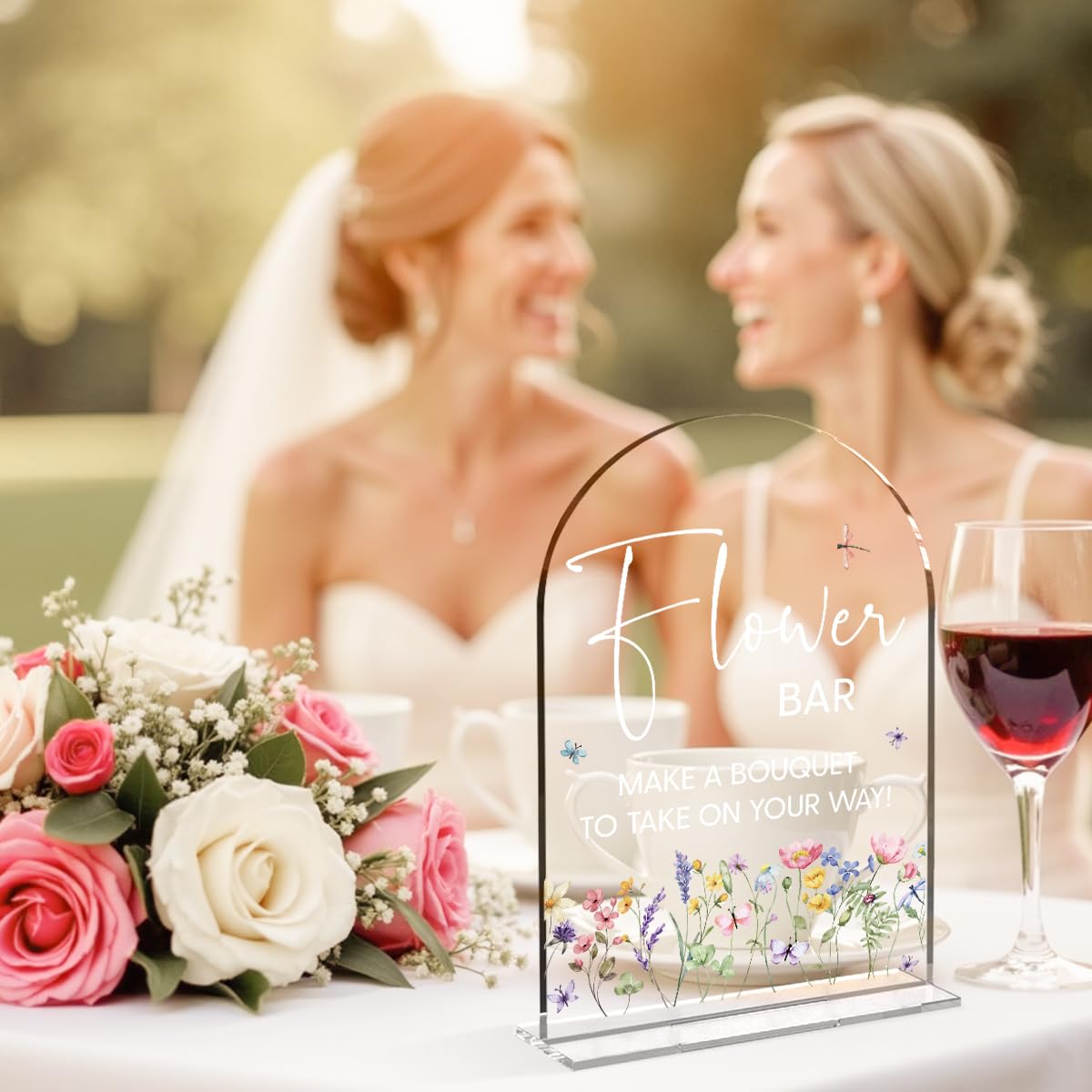 Flower Bar Sign Wedding Decor Clear Acrylic Table Sign for Marriage Parties Anniversaries Reception Cafe Hotel Party Bar Business Event 5X7 Inches