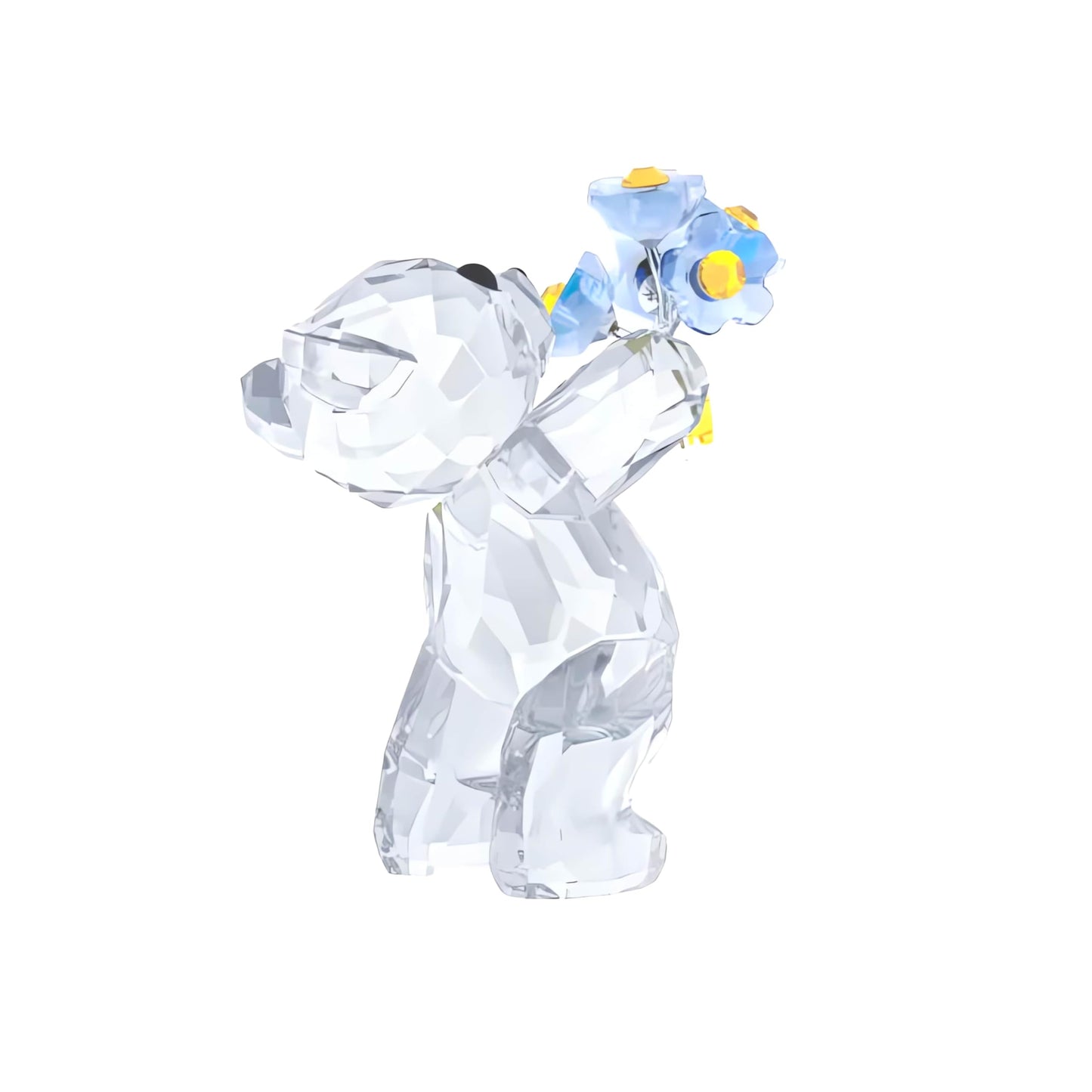 SWAROVSKI Kris Bears Forget Me Not, Clear Swarovski Crystal with Blue and Yellow Accents, Part of the Swarovski Kris Bears Collection