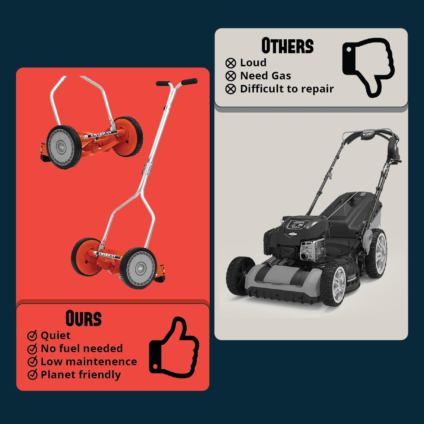 American Lawn Mower Company 1204-14 14-Inch 4-Blade Push Reel Lawn Mower, Red