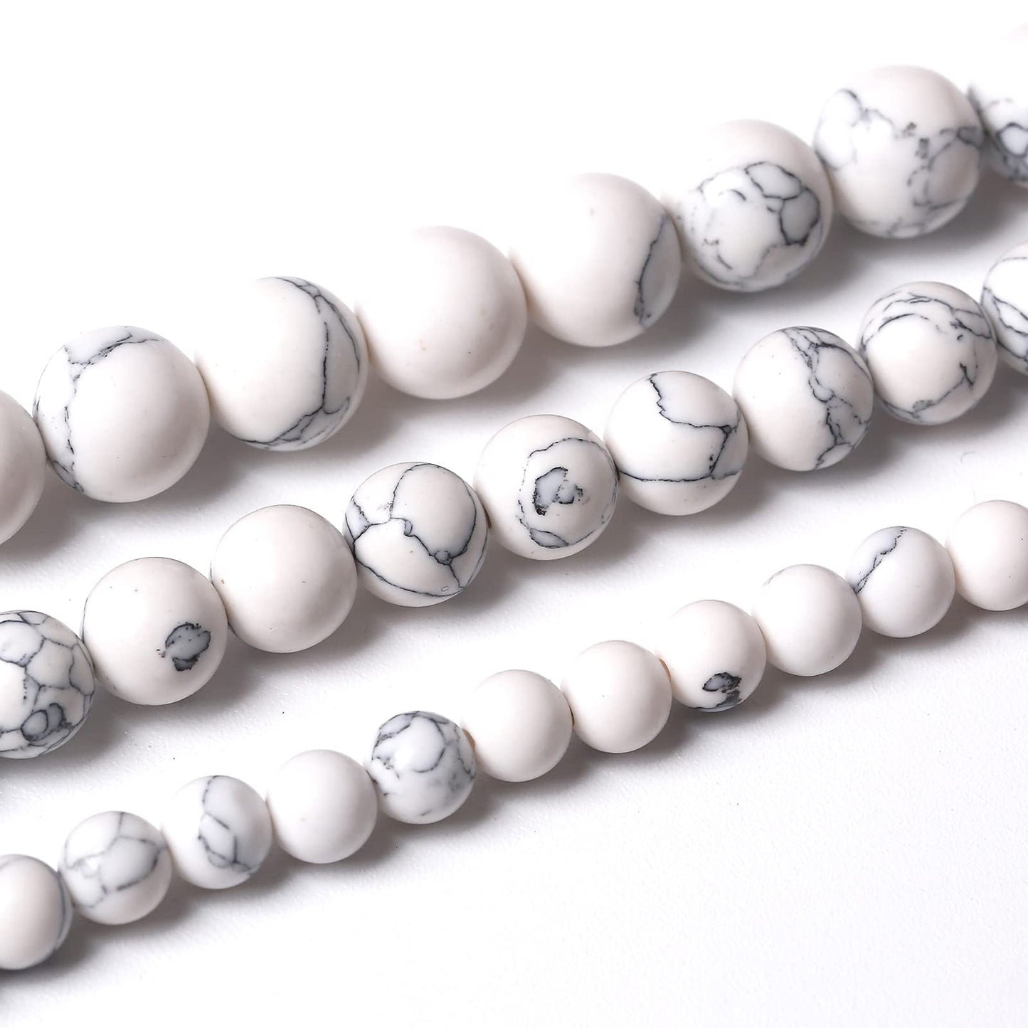 45PCS 8MM White Howlite Turquoises Round Loose Beads Natural Gemstone Beads for Jewelry Making DIY Bracelet Necklace 15"