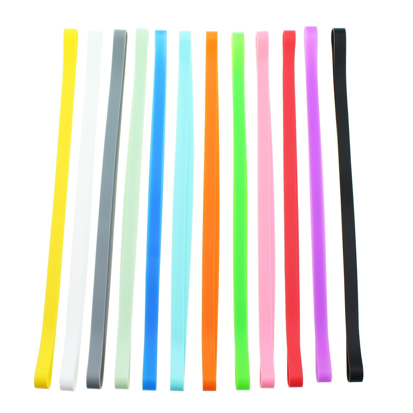 RLECS 12PCS Beach Chair Silicone Strap 300x10x1mm Towel Retention Elastic Band Suitable for Sealing Food Bag Organising Data Cable Securing Dust Cover