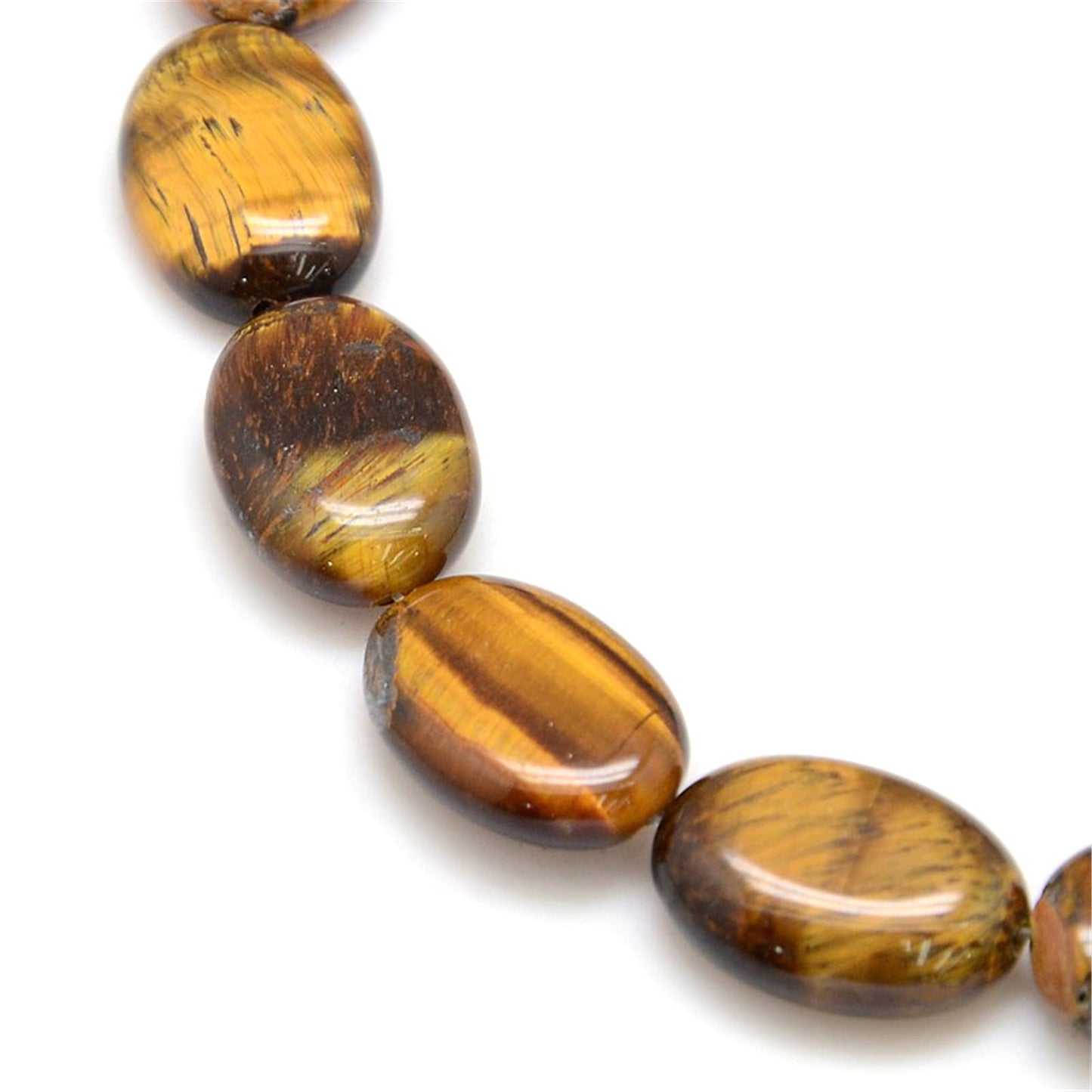 Fashewelry 18pcs Natural Tiger Eye Gemstone Beads Flat Oval Healing Crystal Loose Stone Beads 18x13mm for Jewelry Necklace Bracelet Earring Craft, 15.74 Inch