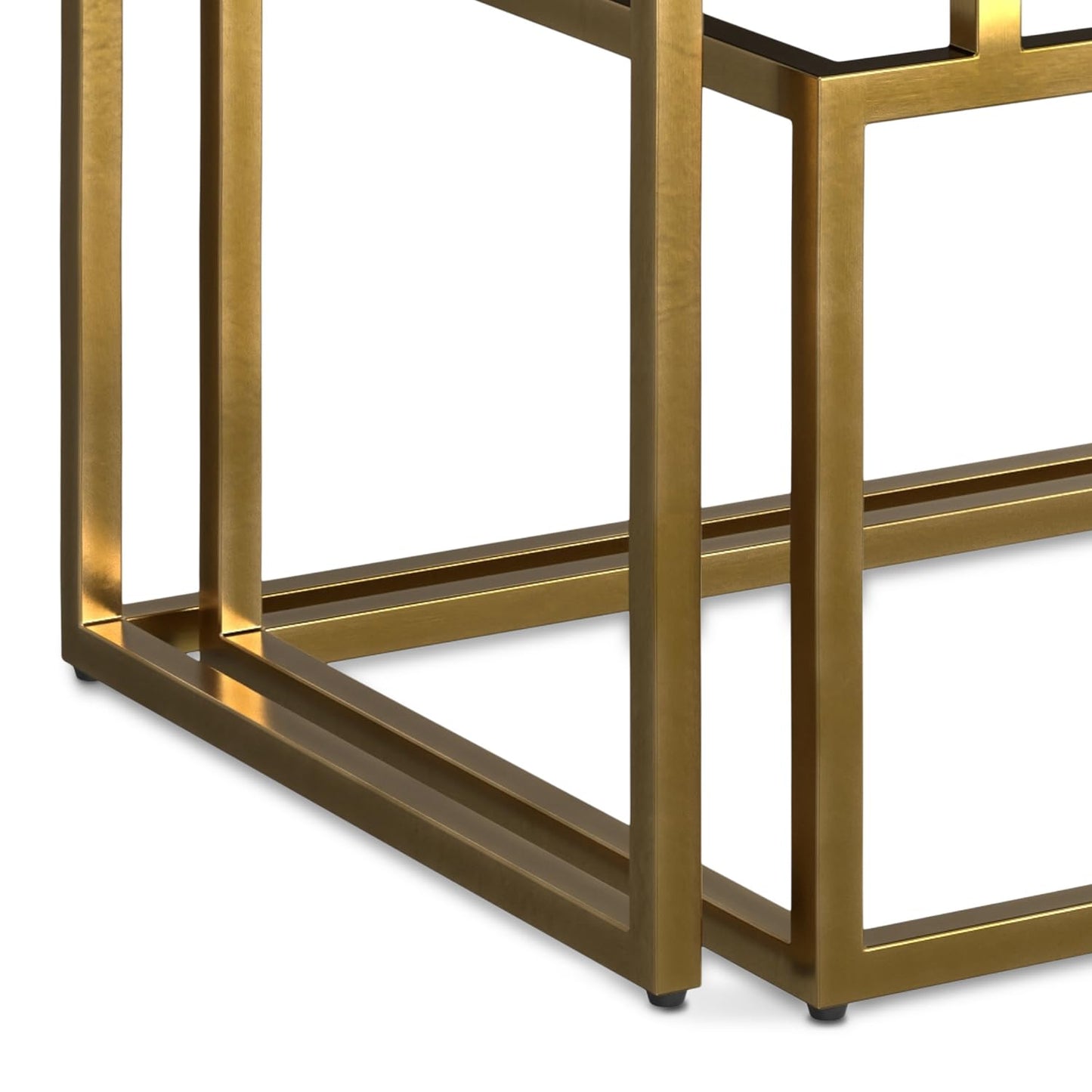 SIMPLIHOME Macy SOLID MANGO WOOD and Metal 20 inch Wide Rectangle Contemporary 2 Pc Nesting Table in Black, Gold, Fully Assembled for the Living Room and Bedroom