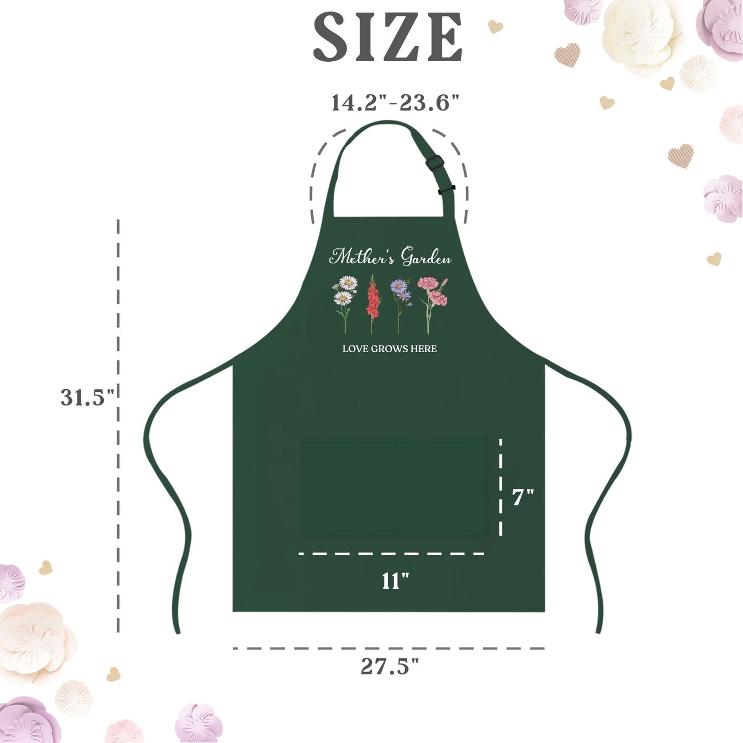 Saukore Garden Aprons for Mom Wife, Gardening Gifts for Gardeners, Waterproof Kitchen Apron for Cooking Baking, Birthday Mothers Day Apron Gifts for Mom from Daughter Son