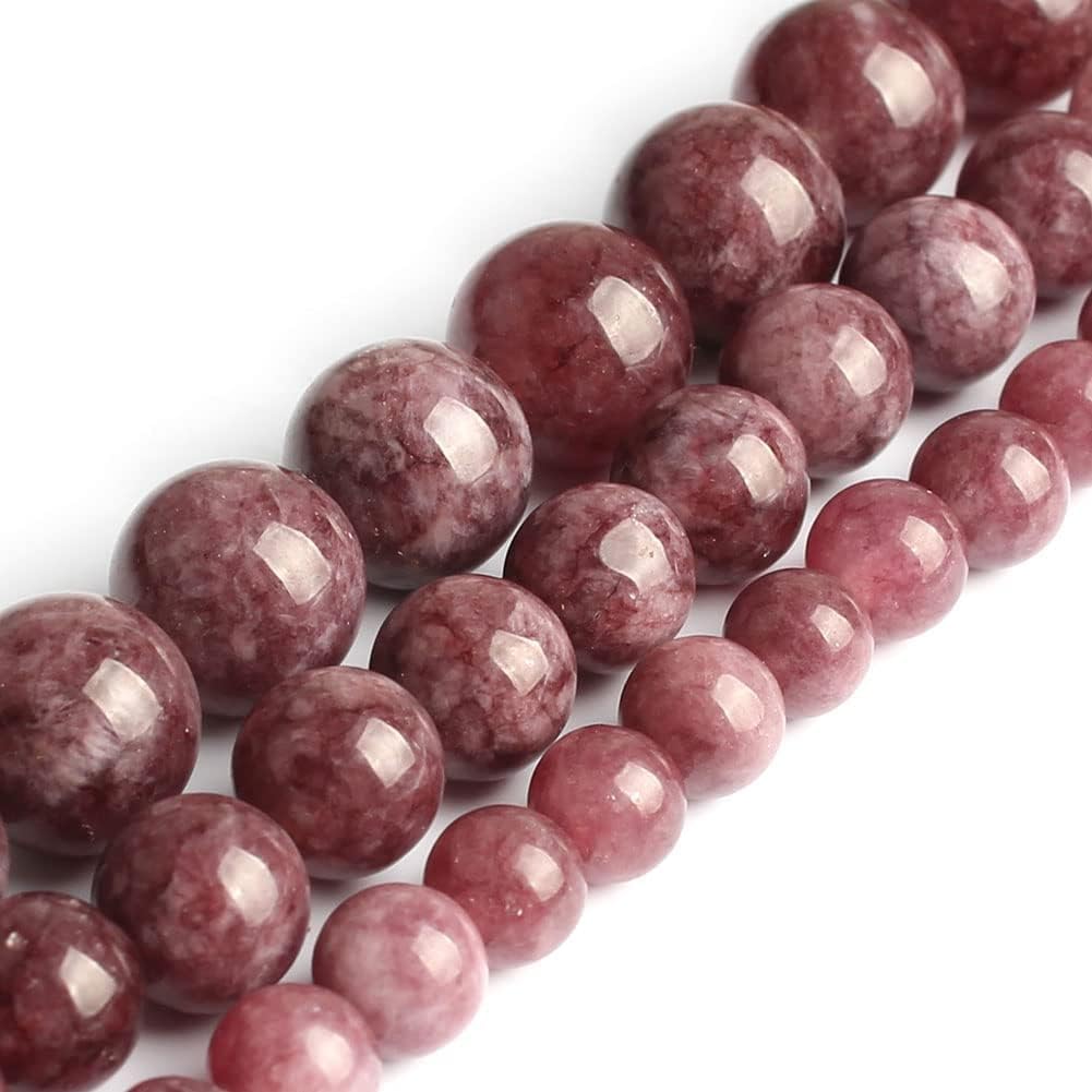 Yochus 60pcs Lepidolite Stone Beads，6mm Healing Power Natural Stone Round Loose Beads for Jewelry Making Earring Necklace DIY Crafts