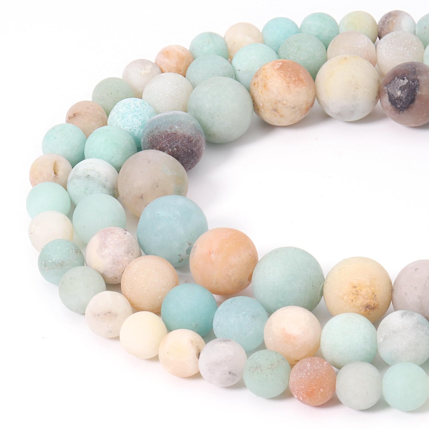 Siomia 45pcs 8mm Natural Matte Amazonite Beads Energy Healing Crystal Round Loose Stone Beads for Jewelry Making, DIY Bracelets Necklaces