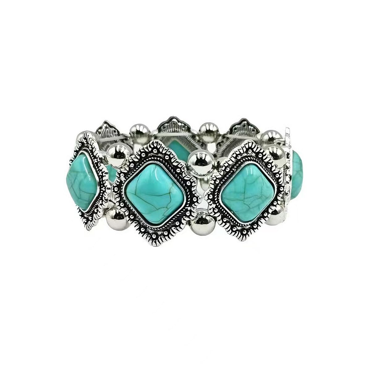 Hclian Turquoise Beaded Stretch Bracelets Bohemian Stackable Bracelets Y2K Summer Beach Bracelets Jewelry for Women