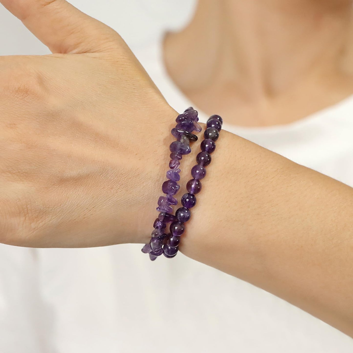 2Pcs Garnet Bracelets for Women Crystal Bead Bracelet Healing Crystal Bracelet Gemstone Beaded Bracelet Natural Stone Garnet Jewelry for Women Girls