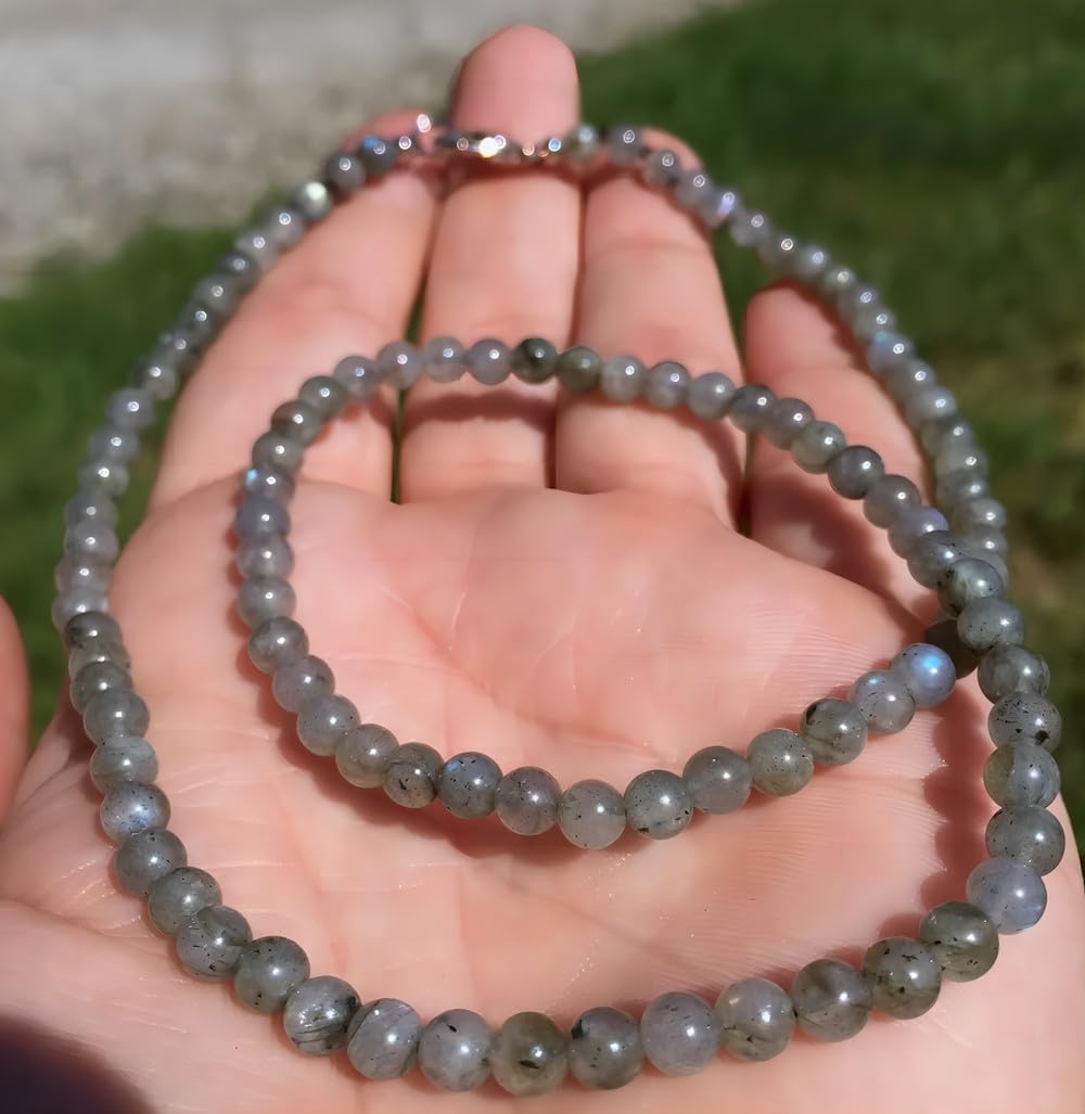 Zenkeeper 108 Pcs Labradorite Gemstone Beads for Jewelry Making 8 MM Labradorite Gemstones Loose Stone Beads