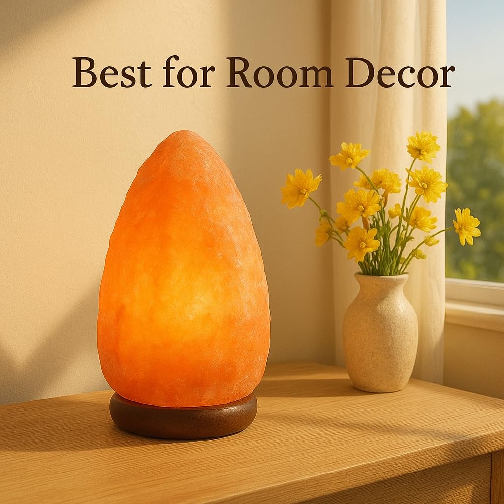 Himalayan Glow Natural Himalayan Salt Lamp, Crystal Salt Lamps, Real Wood Base with Dimmer Switch, Handmade Salt Lamp, Gift Lamp, Holiday Gift, ETL Certified | 6-8 LBS