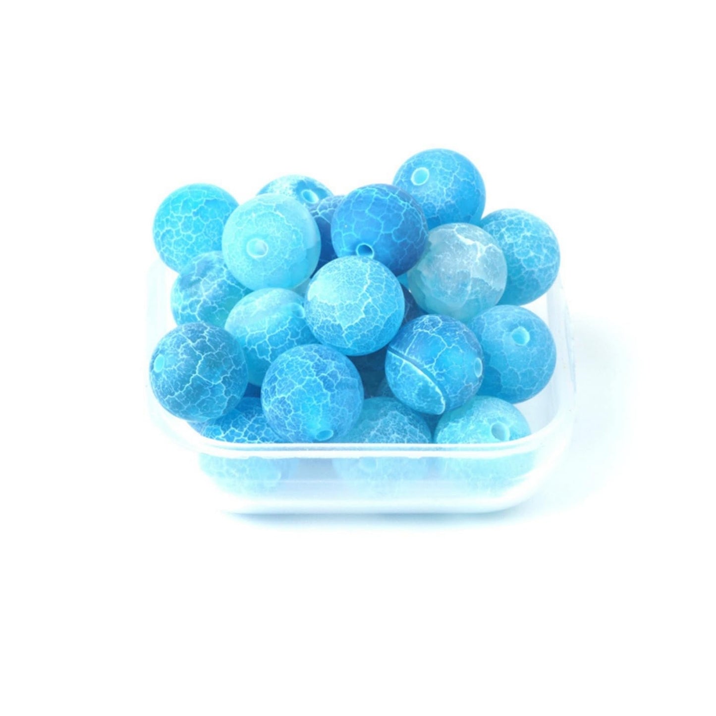 100Pcs Natural Stone 6mm Blue Frosted Spider Net Agate Round Loose Gemstone Energy Healing Beads Hole Size 1mm DIY Smooth Beads for Bracelet Necklace Jewelry Making