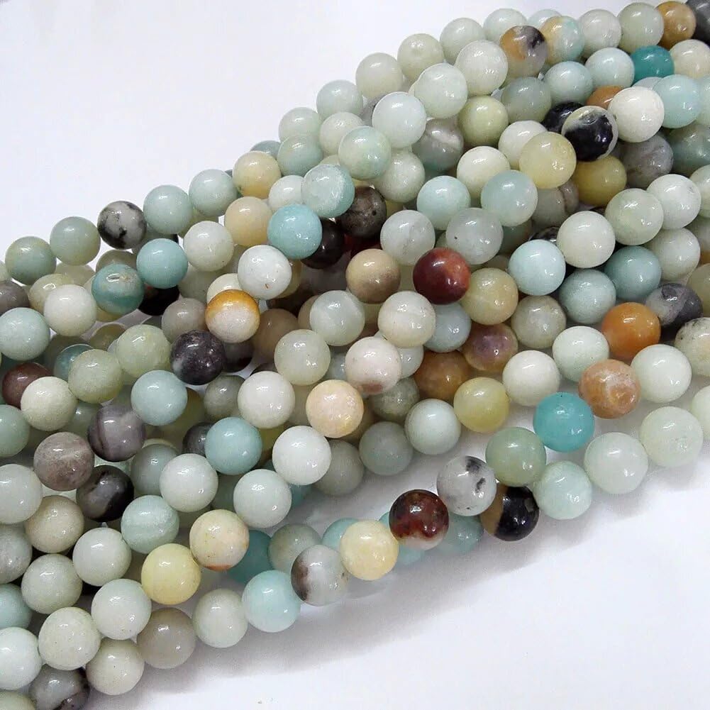 6mm Round Amazonite Stone Beads for Jewelry Making Natural Gemstone Semi Precious Strand 15 Inch(58-60pcs/Strand)