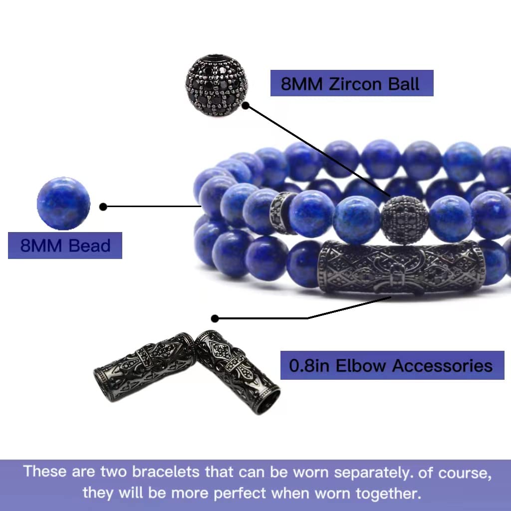 GDLKPYHS Lapis Lazuli Bracelet, Handmade Beaded 8 MM Beads Adjustable Stretch Beaded Bracelets Healing Crystal Chakra Bracelet Men's and Women's Gifts