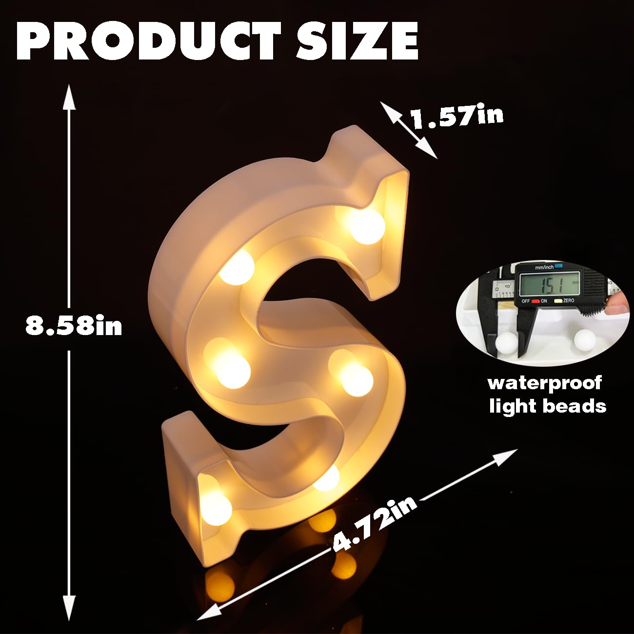 DyingSwan Small Led Marquee Letters, Light Up Letters, 8.58 Inch Led Letter Lights, Battery Powered Lighted Sign for Table, Party, Birthday, Christmas Decor (Letter S)