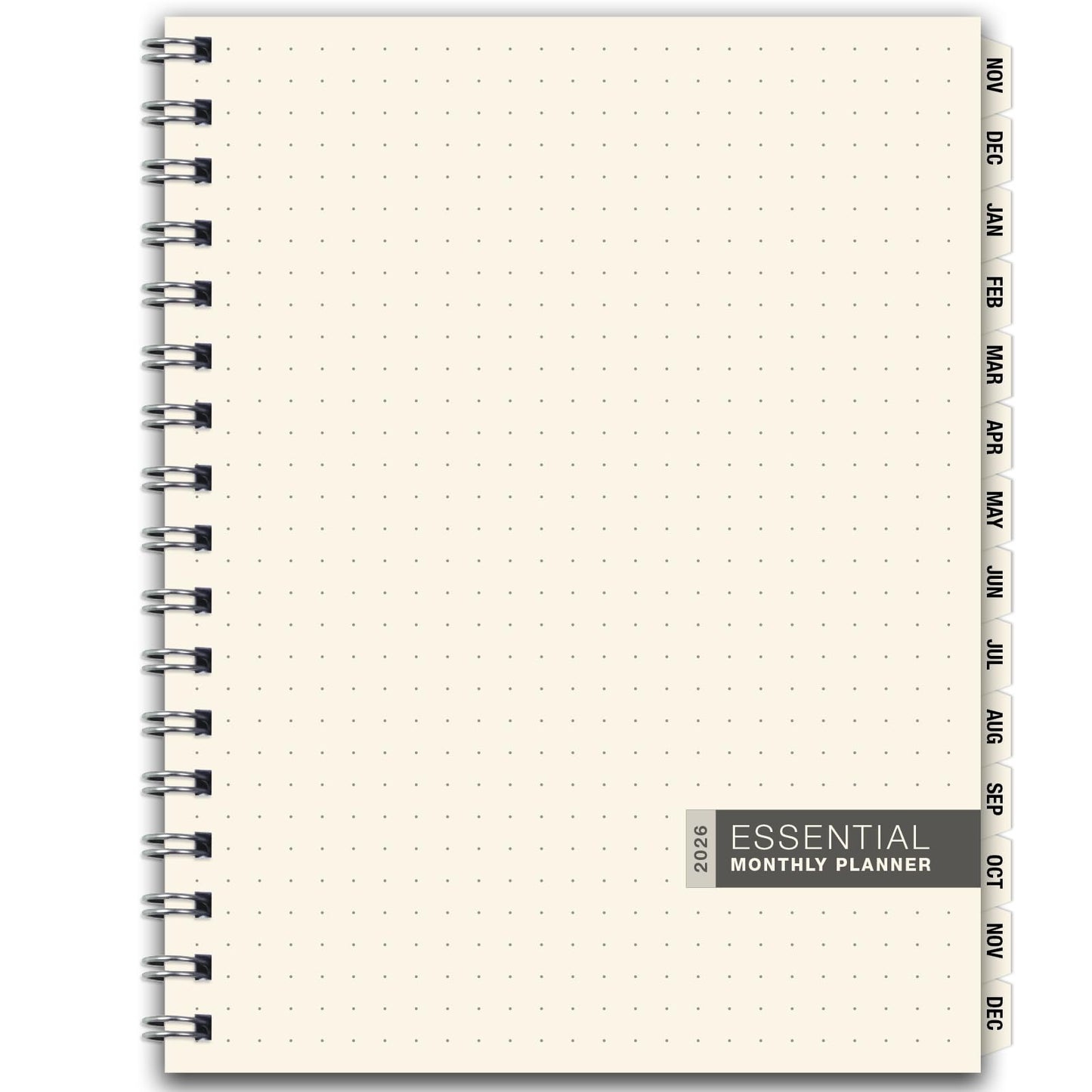 ESSENTIAL 2026 Monthly Planner with Tabs, 8.5"x11": 14 Months (November 2025 - December 2026), Professional, Simple, Easy-to-Use Design and Frosted Poly Cover for Extra Protection (Frosted)