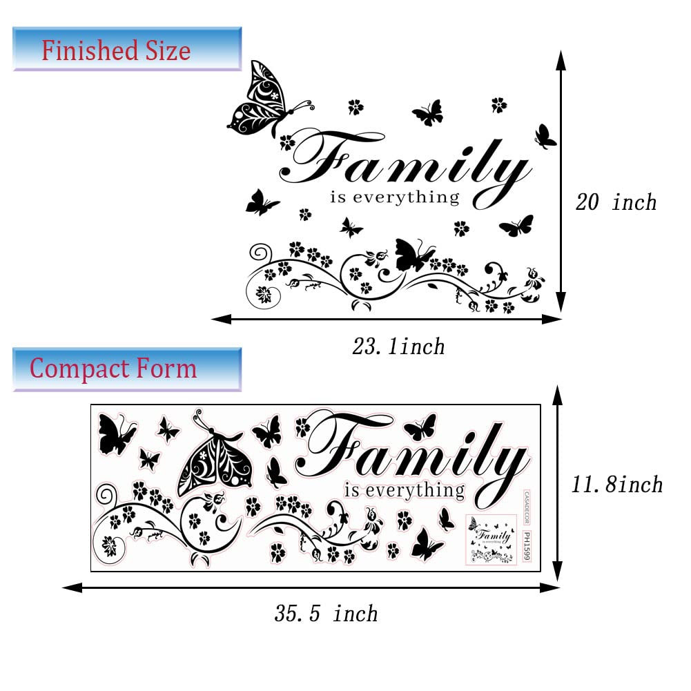 Family Wall Art Decal - Removable Wall Stickers Quotes 'Family is Everything' for Living Room, Bedroom, Dining Room, Kitchen