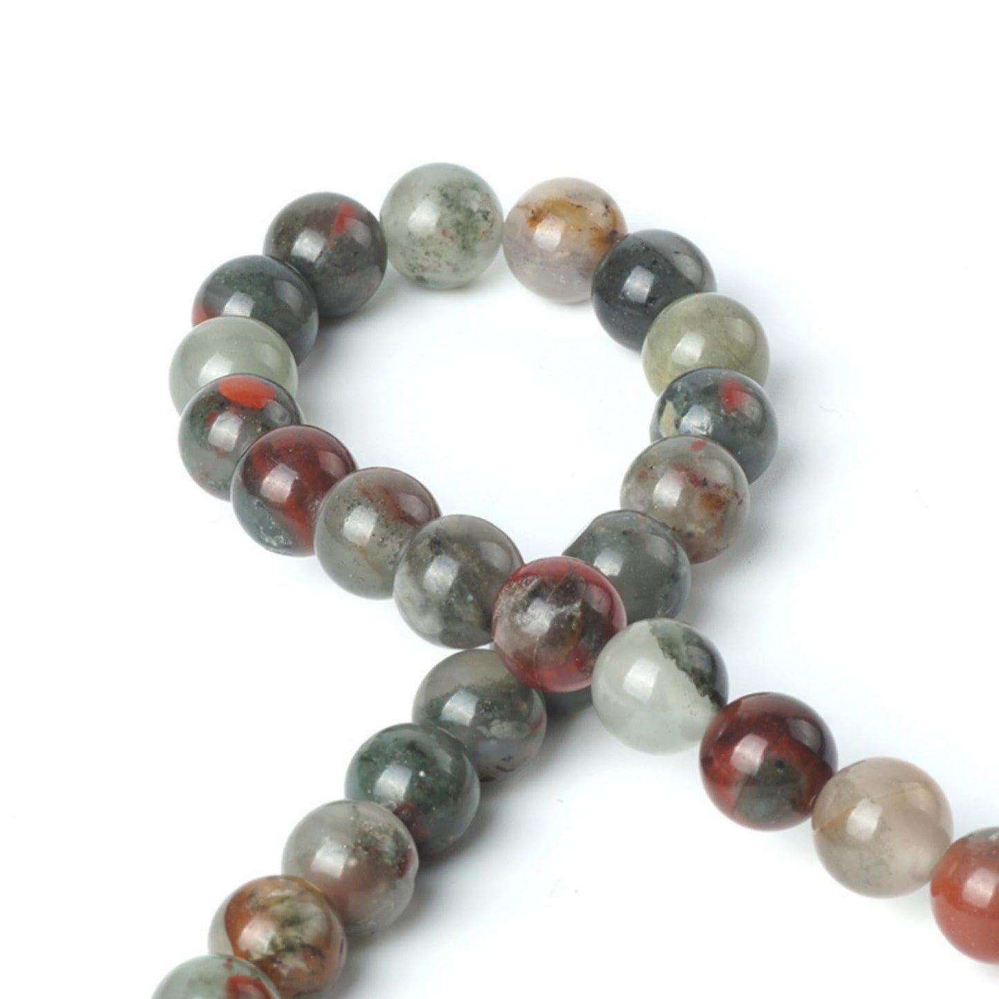 100Pcs Natural Stone 6mm African Blood Stone Round Loose Gemstone Energy Healing Beads Hole Size 1mm DIY Smooth Beads for Bracelet Necklace Earrings Jewelry Making