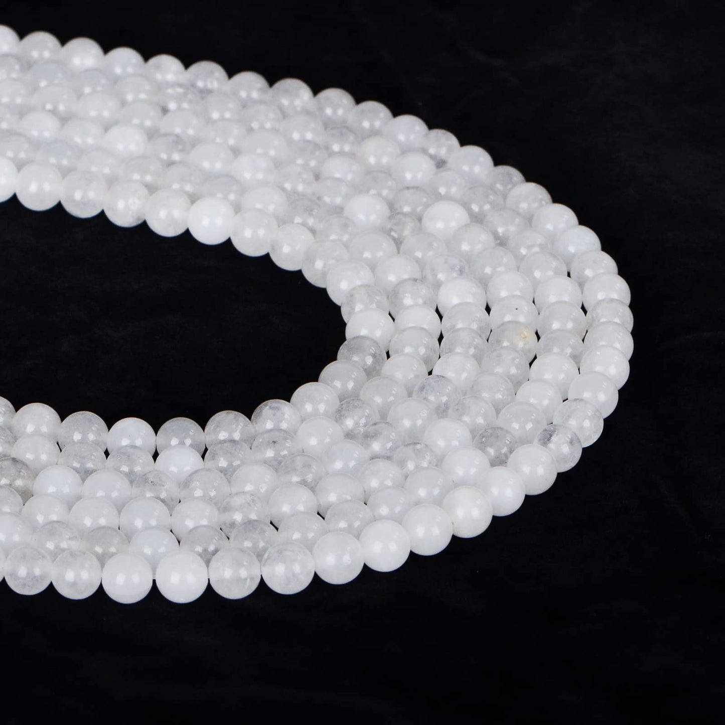 ICAI Beads（White Jade） Natural Stone Gemstone Round Loose Beads Crystal Energy Stone Healing Power for Jewelry Making DIY,1 Strand 35-37pcs（10mm）