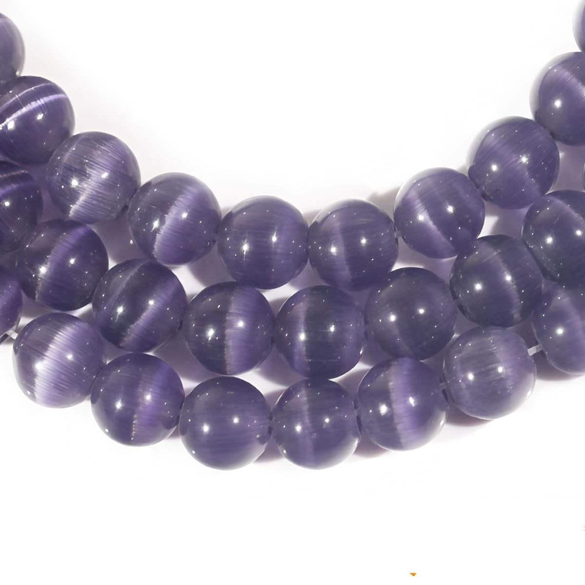 HAAMIIQII 8mm Purple Violet Cat Eye Glass Round Crystal Stone Loose Gemstone Beads for Jewelry Making Bracelets Necklaces Earrings Crafts (45-50pcs)