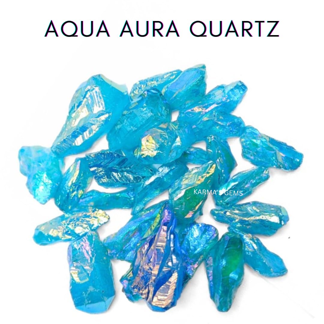 Crystals, Rocks, Jade, Crystals and Healing Stones, Witchcraft Supplies, Healing Crystals, Stones, Healing Stones, Rock Collection, Agate, Raw Stones (Aqua Aura Quartz, 2 Pcs)