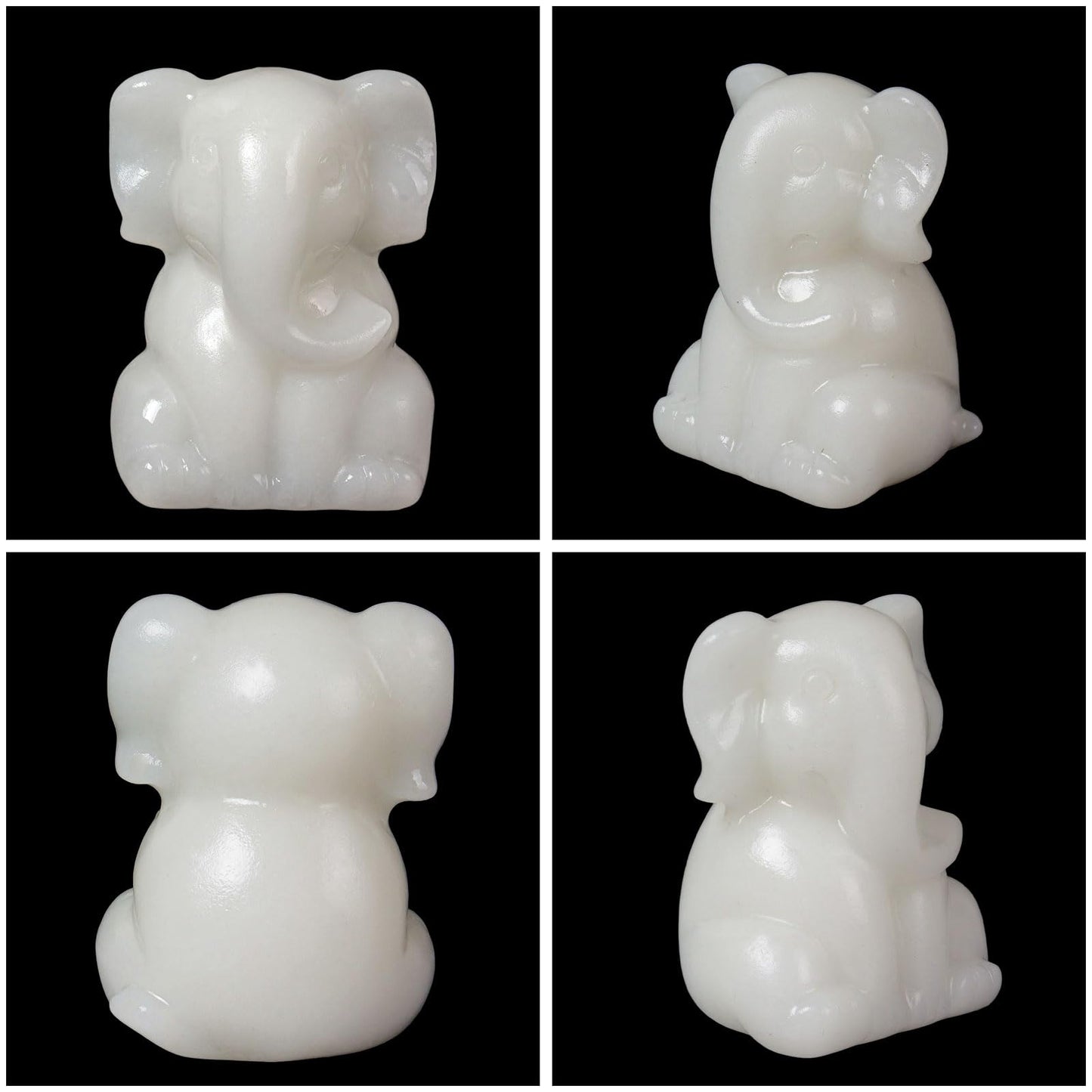 Ytbeoxk 2 Inch Crystal Elephant Decor Statues, White Jade Cute Sitting Elephant Figurines, Reiki Healing Crystal Carved Animal Statues, Home Office Desk Hand Carved Decor Gifts for Women