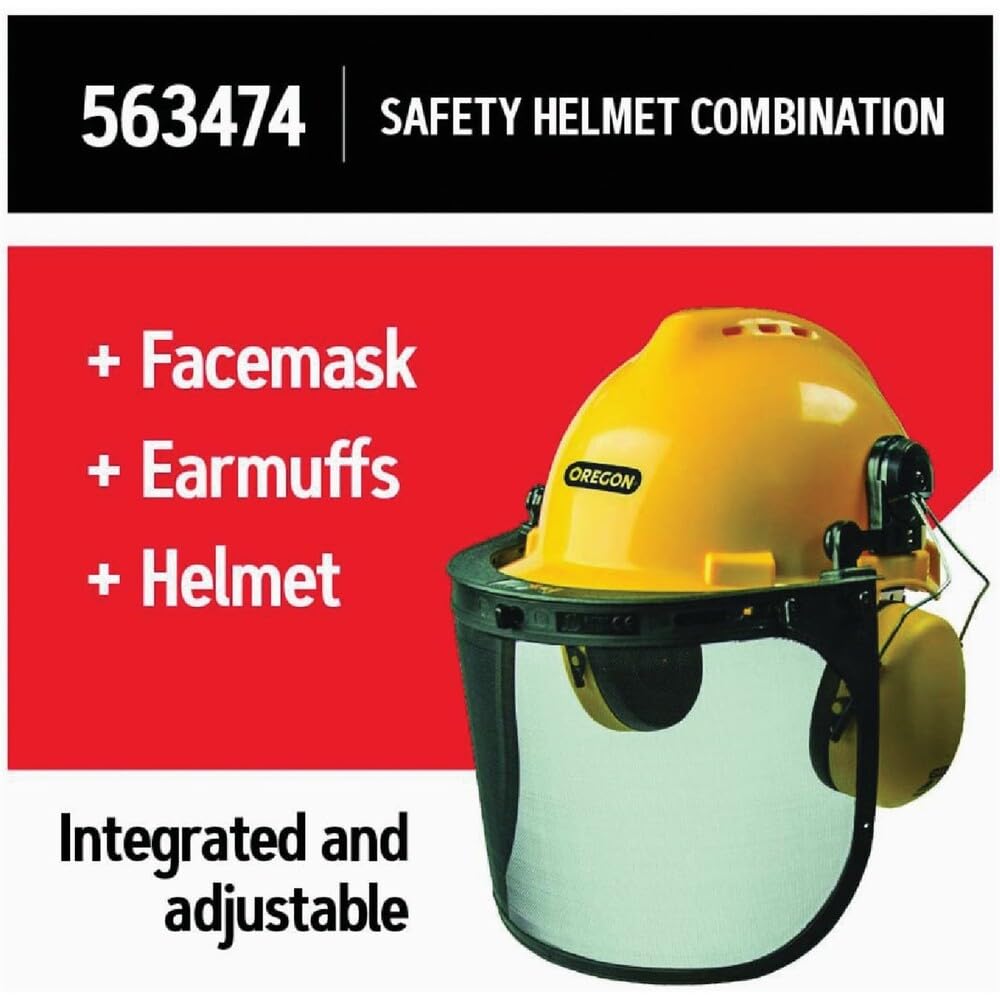 Oregon Chainsaw Safety Protective Helmet with Visor Combo Set, Yellow