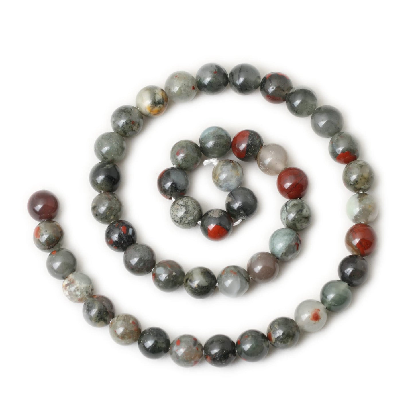 CHEAVIAN 45PCS 8mm Natural African Bloodstone Gemstone Smooth Surface Round Loose Beads for Jewelry Making 1 String 15 Inches