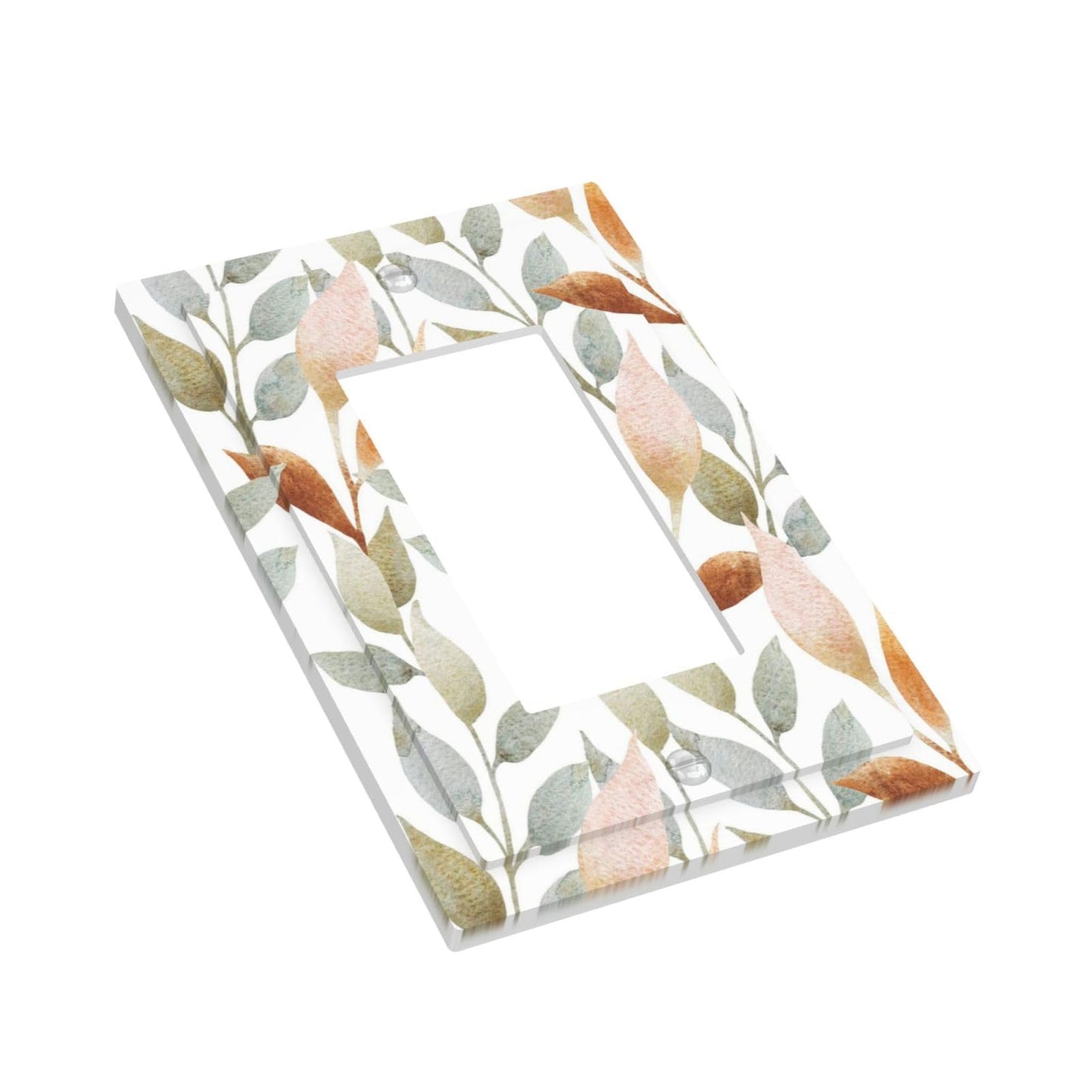 Bohemian Abstract Leaves 1 Gang Wall Plate Decorative Single Rocker Light Switch Cover Decora Switchplate Electrical GFCI Outlet Covers Faceplate 5 X 3 Inch