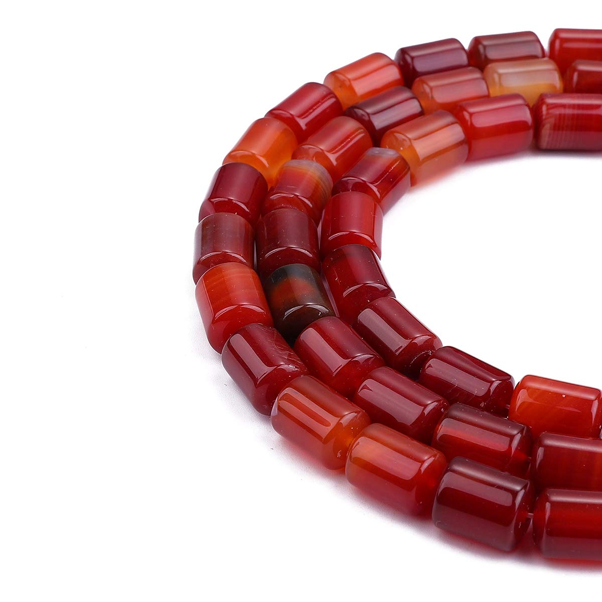 BEADIA Natural Red Agate Cylinder Stone Loose Semi Gemstone Beads for Jewelry Making 10mmx14mm 38cm