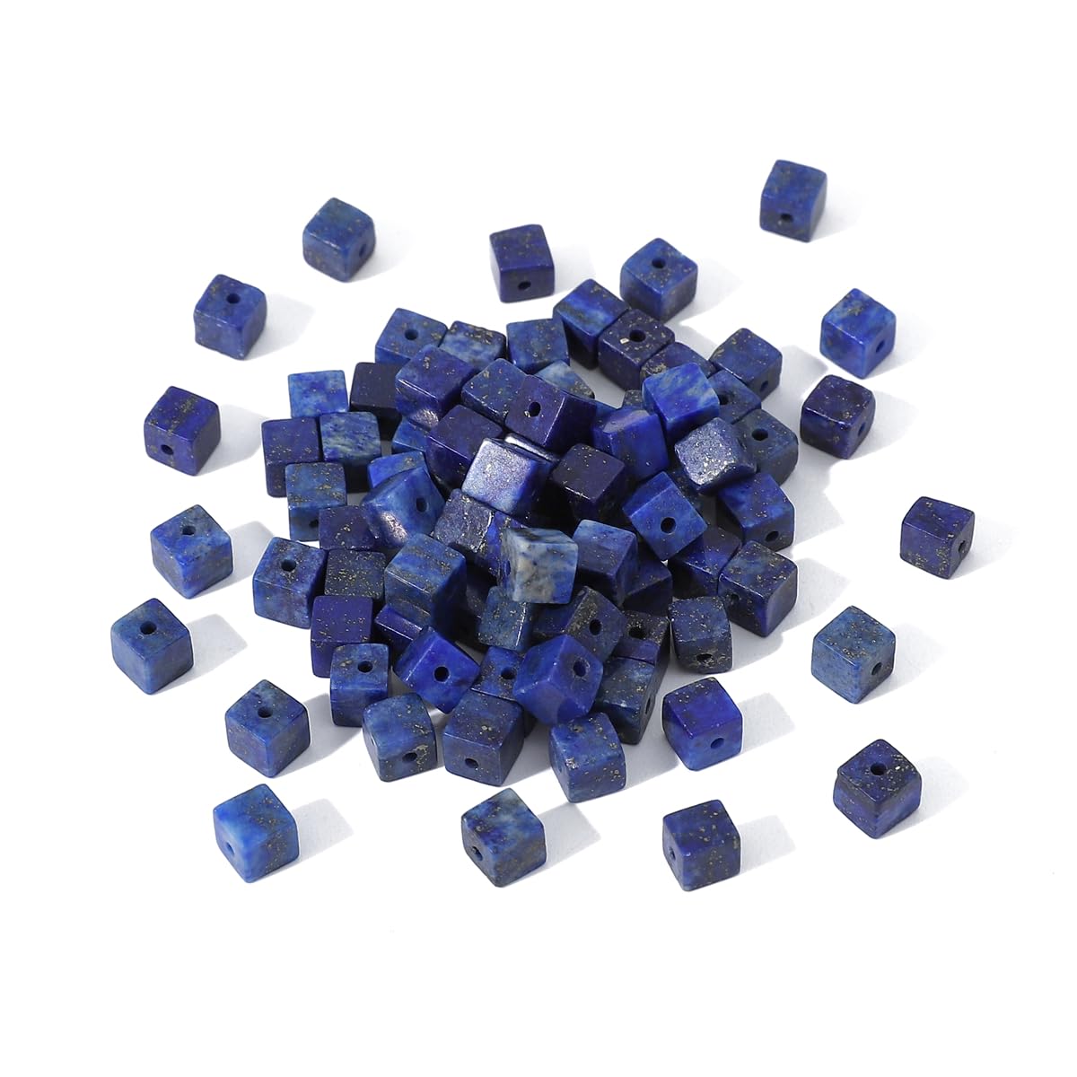 BEADIA Natural Lapis Lazuli Square Stone Beads 4x4mm 85pcs Cube Loose Semi Gemstone Beads for Jewelry Making Design