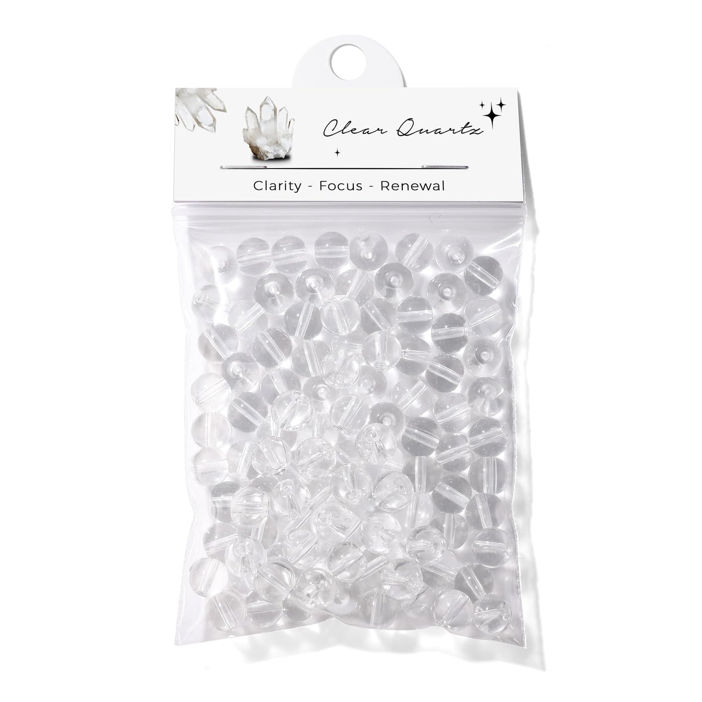 Raicegs 100pcs 8mm Clear Quartz Beads Natural Gemstone Beads Round Loose Beads for Jewelry Making DIY Bracelets Necklace