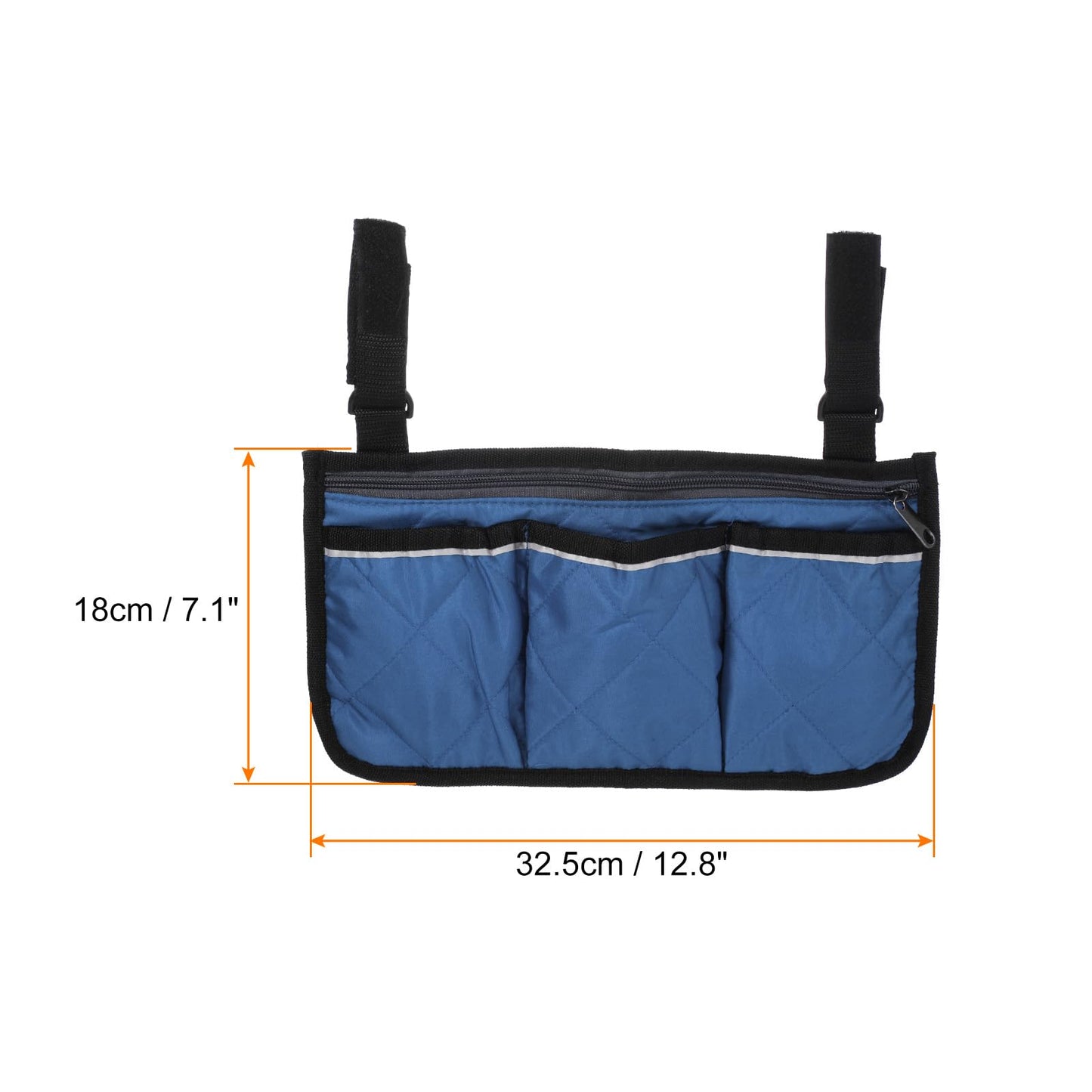 PATIKIL Beach Chair Armrest Bag, Waterproof Beach Chair Hanging Storage Pouch Arm Rest Magazine Snack Bag with 4 Pockets for Camping Outdoors, Dark Blue