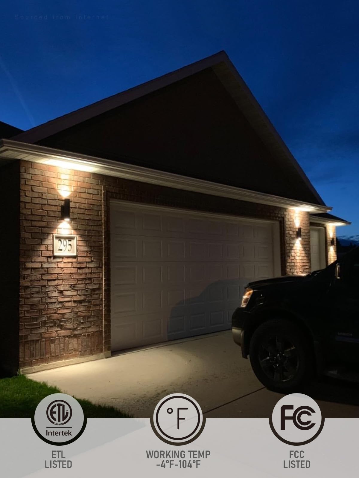 LEONLITE Modern Outdoor Cylinder Wall Lights 12", Up and Down Porch Patio Lights, Matte Black Waterproof Wall Sconce, Aluminum, E26 Base, Exterior Light Fixture Wall Mount, ETL, Pack of 2