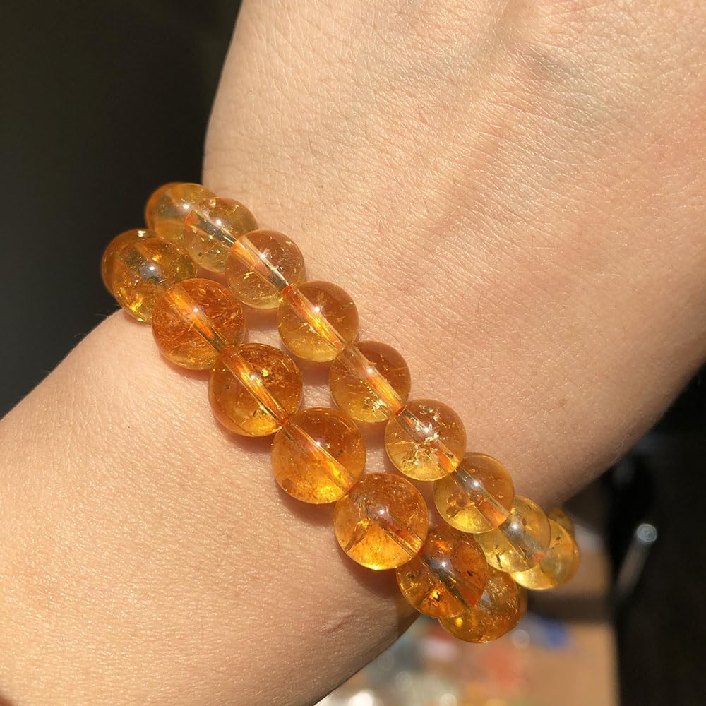 Yochus 60pcs Yellow Citrine Beads，6mm Healing Power Natural Stone Round Loose Beads for Jewelry Making Earring Necklace DIY Crafts