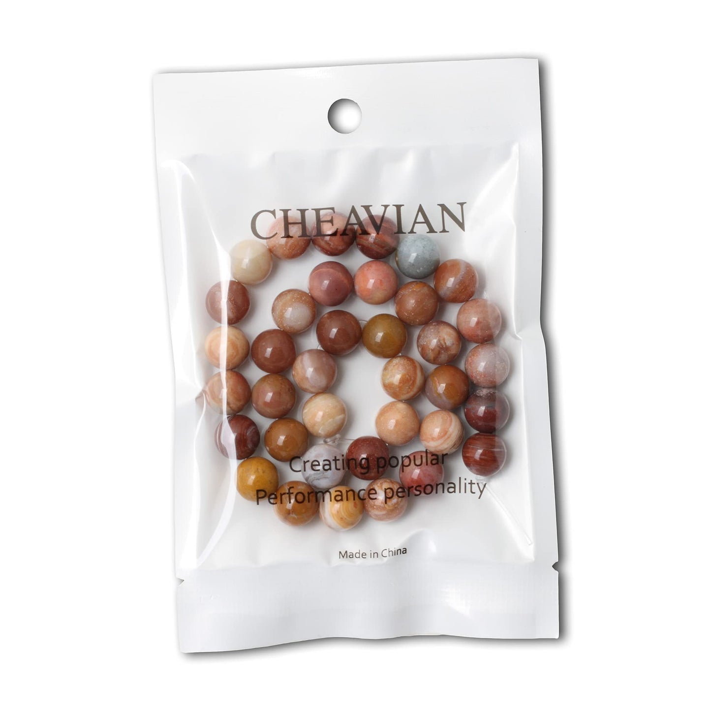 CHEAVIAN 35PCS 10mm Natural Petrified Wood Jade Round Loose Beads for Jewelry Making DIY Bracelet Necklace Materials 1 Strand 15"