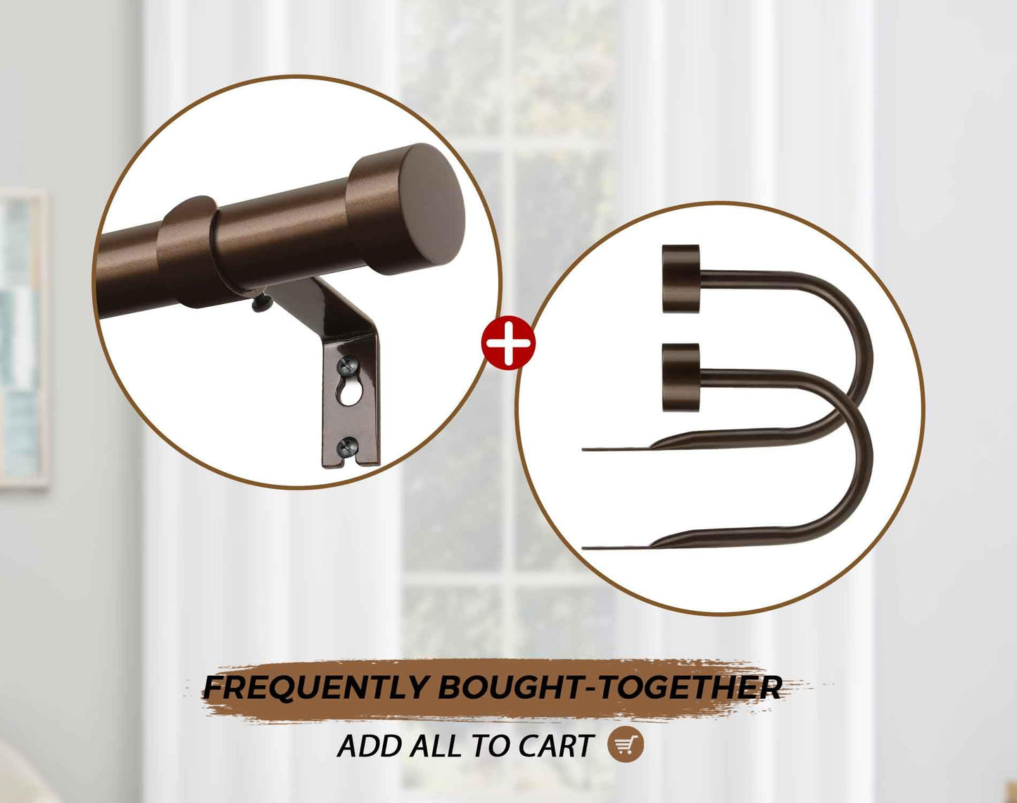 KAMANINA Curtain Holdbacks for Wall, Bronze Curtain Tiebacks Wall Mounted, Curtain Hooks Holders for Drapes, Modern Cap Finials (2 Pack)